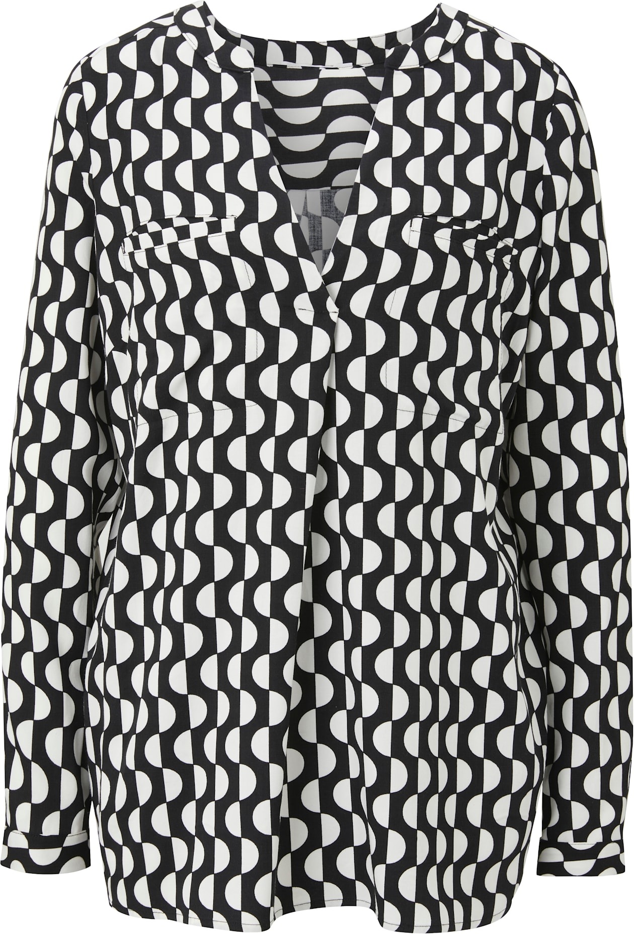 HEINE Printed Pullover Blouse Black-Ecru 46 3