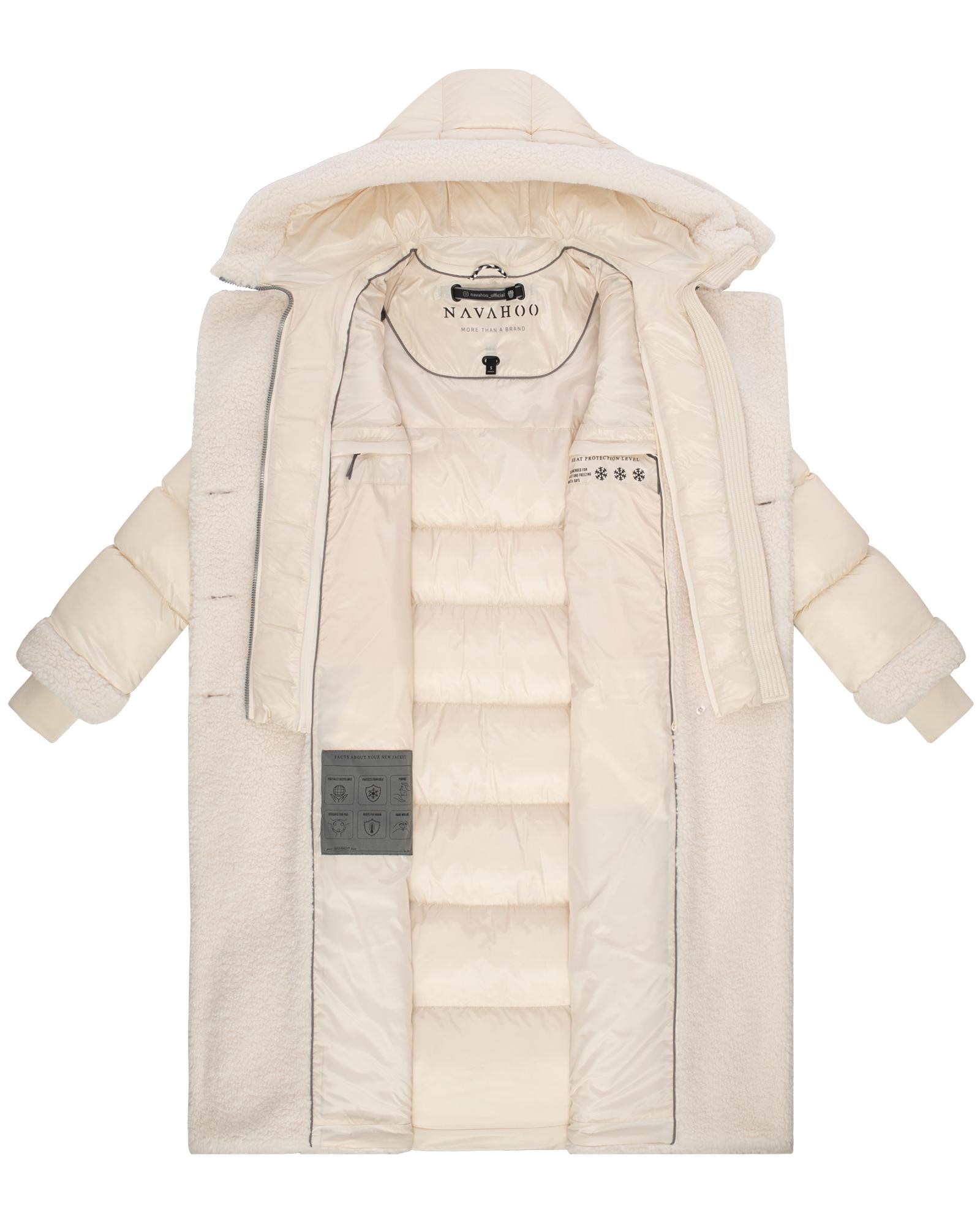 Navahoo Wintermantel »Kuscheltraum 14«, Modischer Damen Plüschmantel aus angesagtem Materialmix