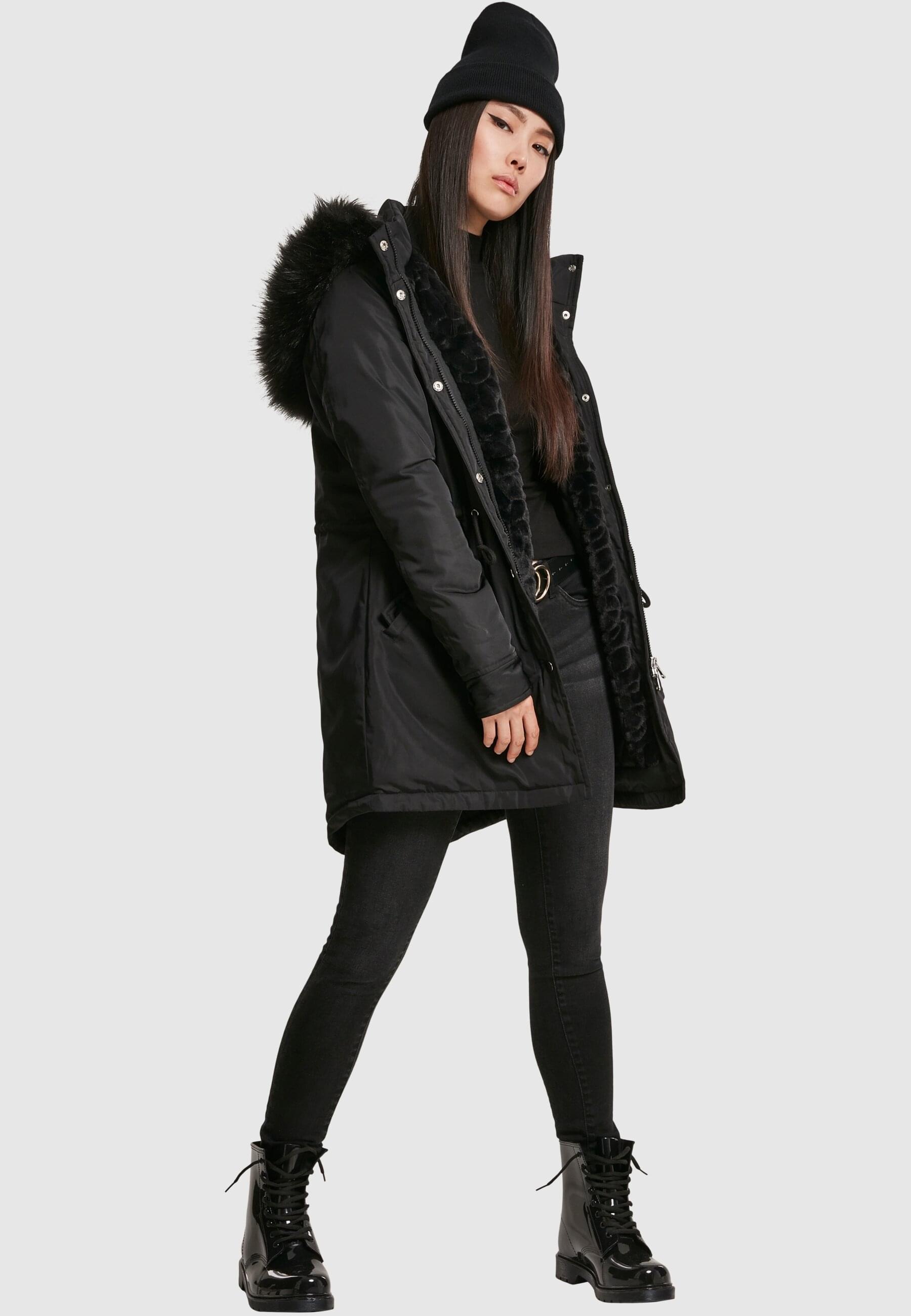 URBAN CLASSICS Winterjacke »Urban Classics Damen Ladies Faux Fur Parka«, (1 St.), mit Kapuze
