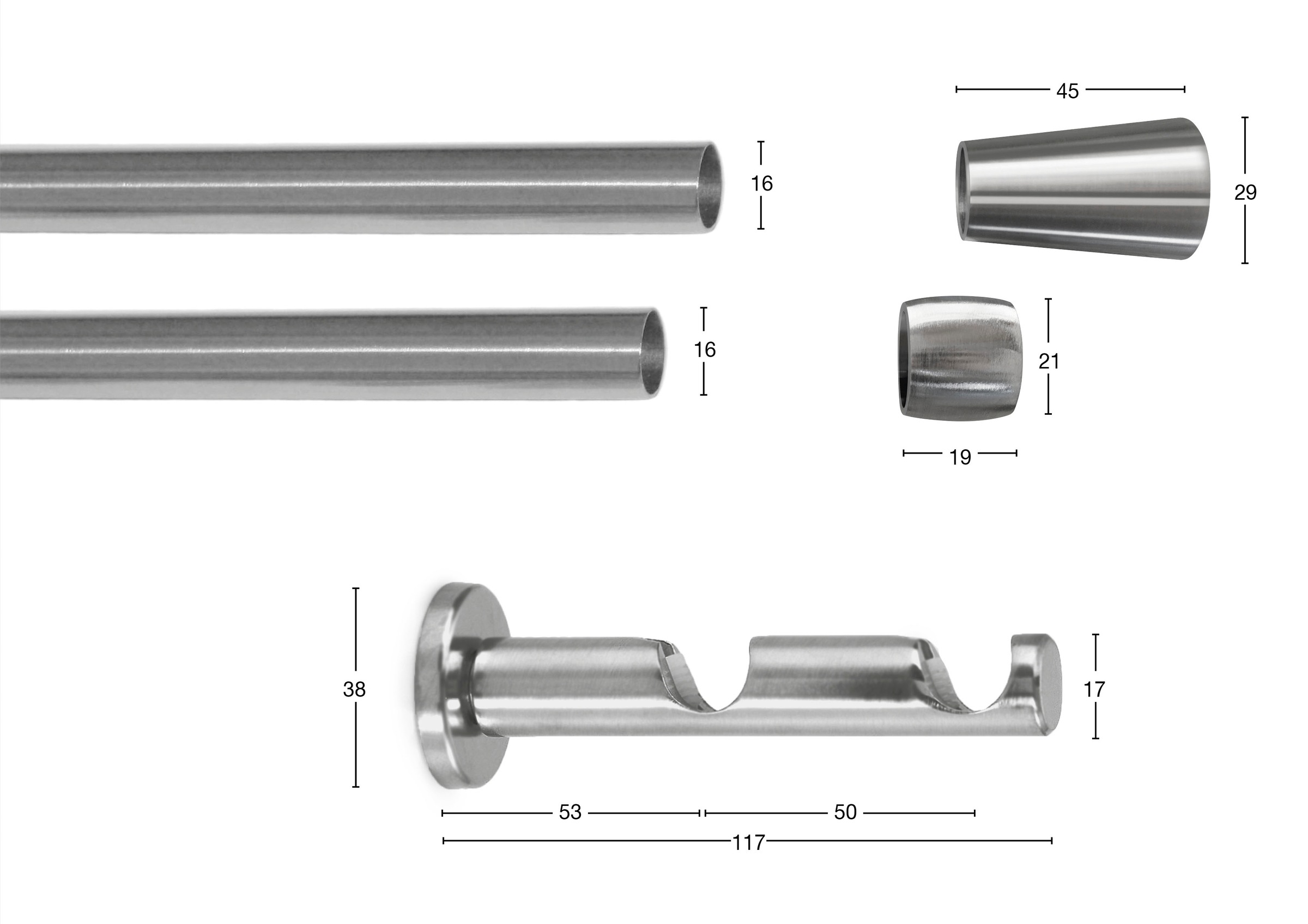 GARESA Gardinenstange "ROSA" Ø 16 mm 2 läufig-läufig Wunschmaßlänge;Träger; günstig online kaufen
