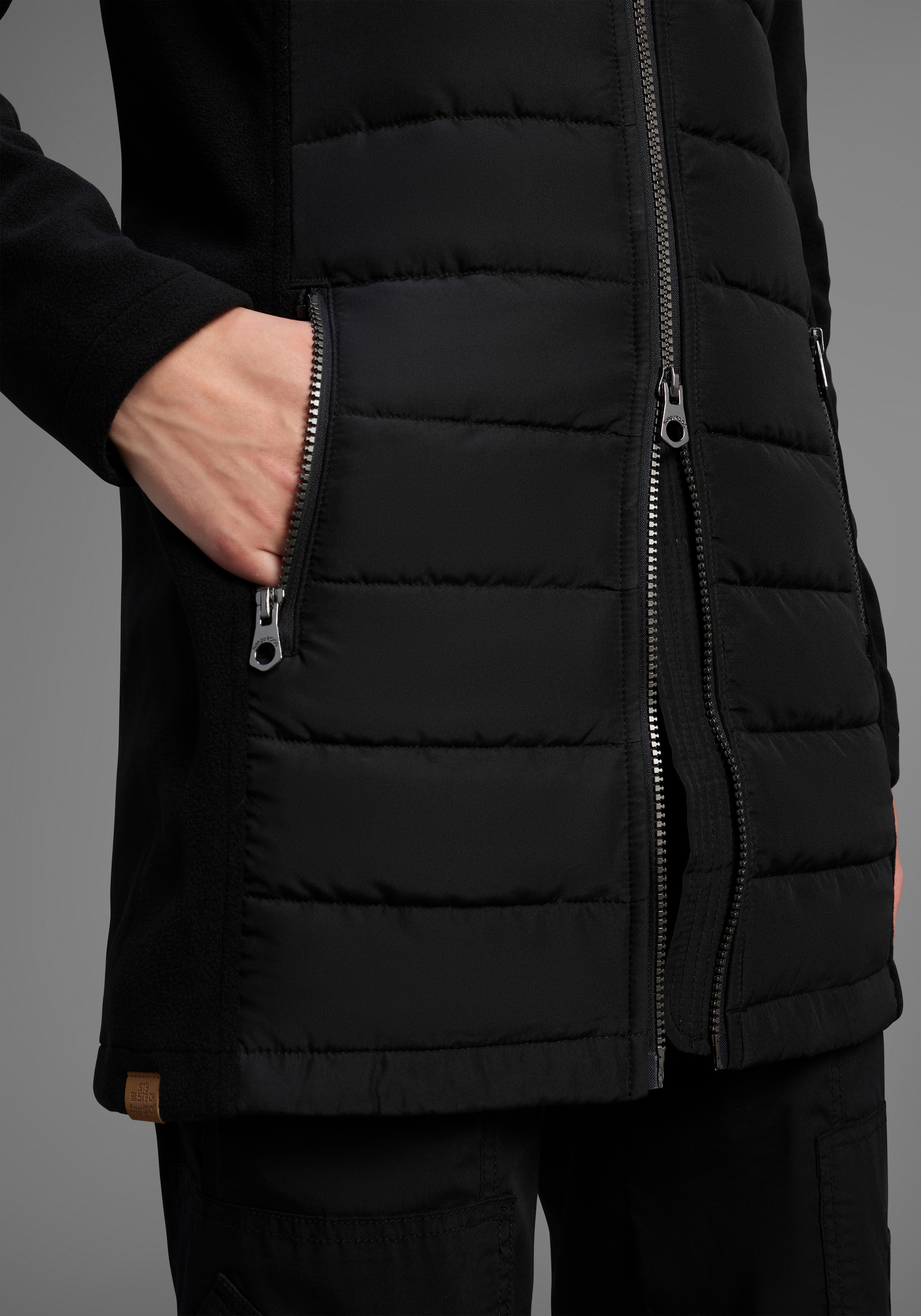 KangaROOS Langjacke, mit Kapuze, Hybridjacke - Fleecejacke mit wattierten Bereichen