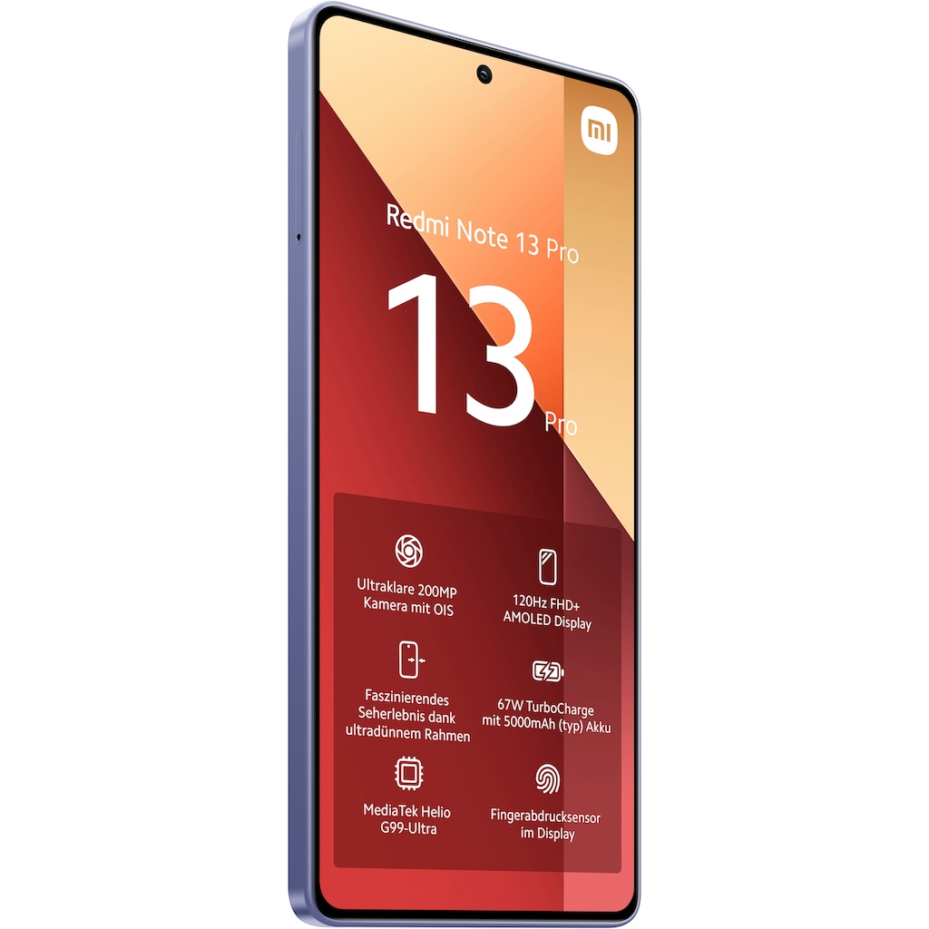 Xiaomi Smartphone »Redmi Note 13 Pro 256Gb«, Lavender Purple, 16,94 cm/6,67 Zoll, 256 GB Speicherplatz, 200 MP Kamera