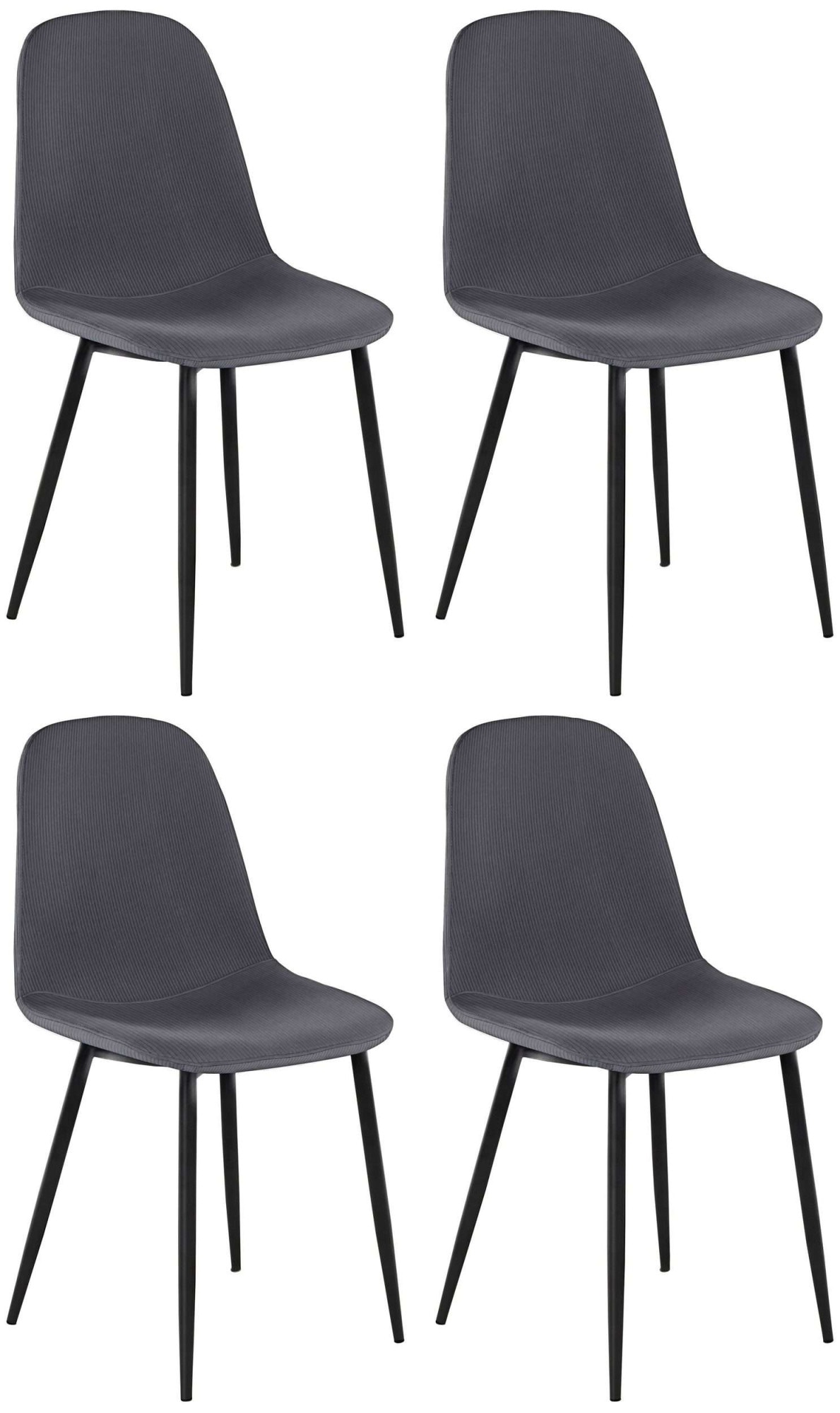 INOSIGN Essgruppe »Danny-Miller«, (Set, 5 tlg., Set 100 cm), Glastisch 100x100 cm mit 4 Stühlen in Cord, Gestell aus Metall