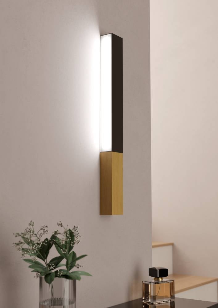 EGLO Wandleuchte »TUDONS«, 1 flammig, Leuchtmittel LED-Modul | LED fest integriert, Wandleuchte, Wand-Flurlampe aus Metall in Schwarz und Holz in Natur
