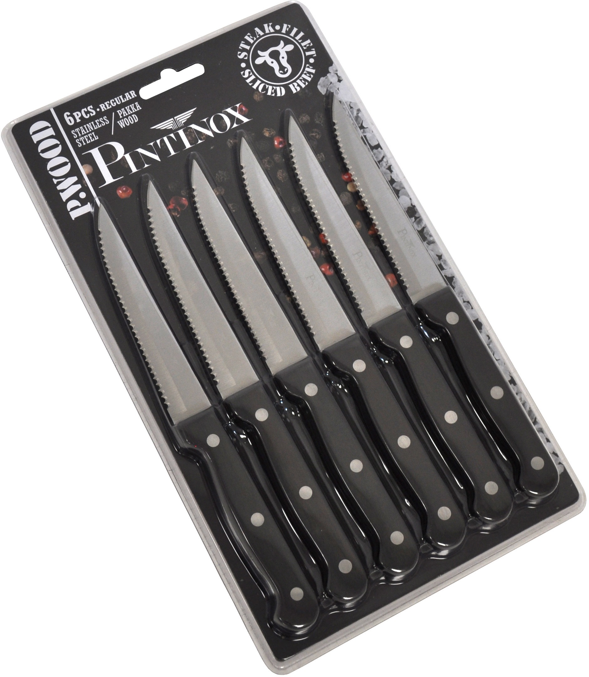 PINTINOX Steakmesser "P.Wood" aus rostfreiem Stahl, Griff aus Pakkaholz, Kl günstig online kaufen