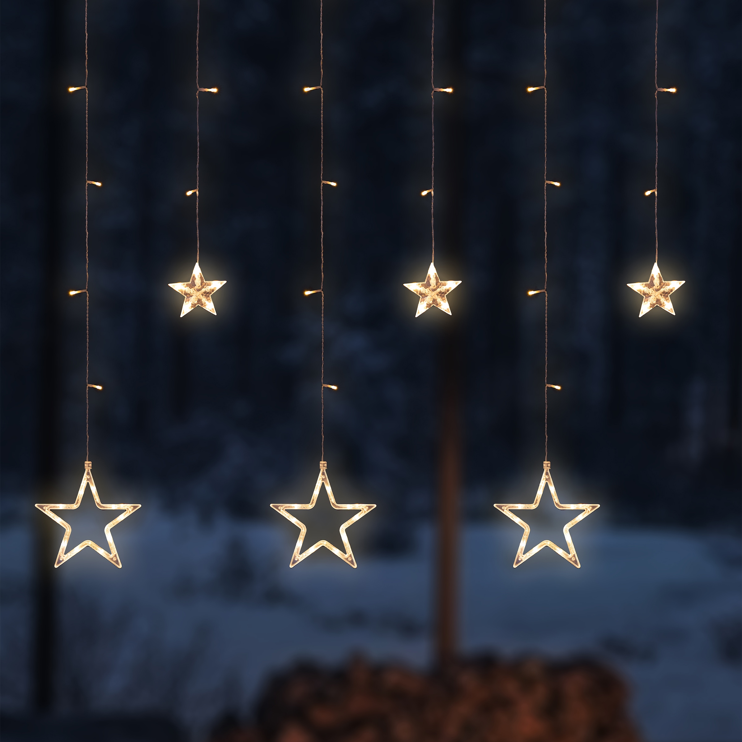 MY HOME LED-Lichtervorhang "Evara", Flammen 69 Stk.silberfarben, Lichterketten, LED-Lichtervorhang 69 LEDs, 8 verschiedene Modi