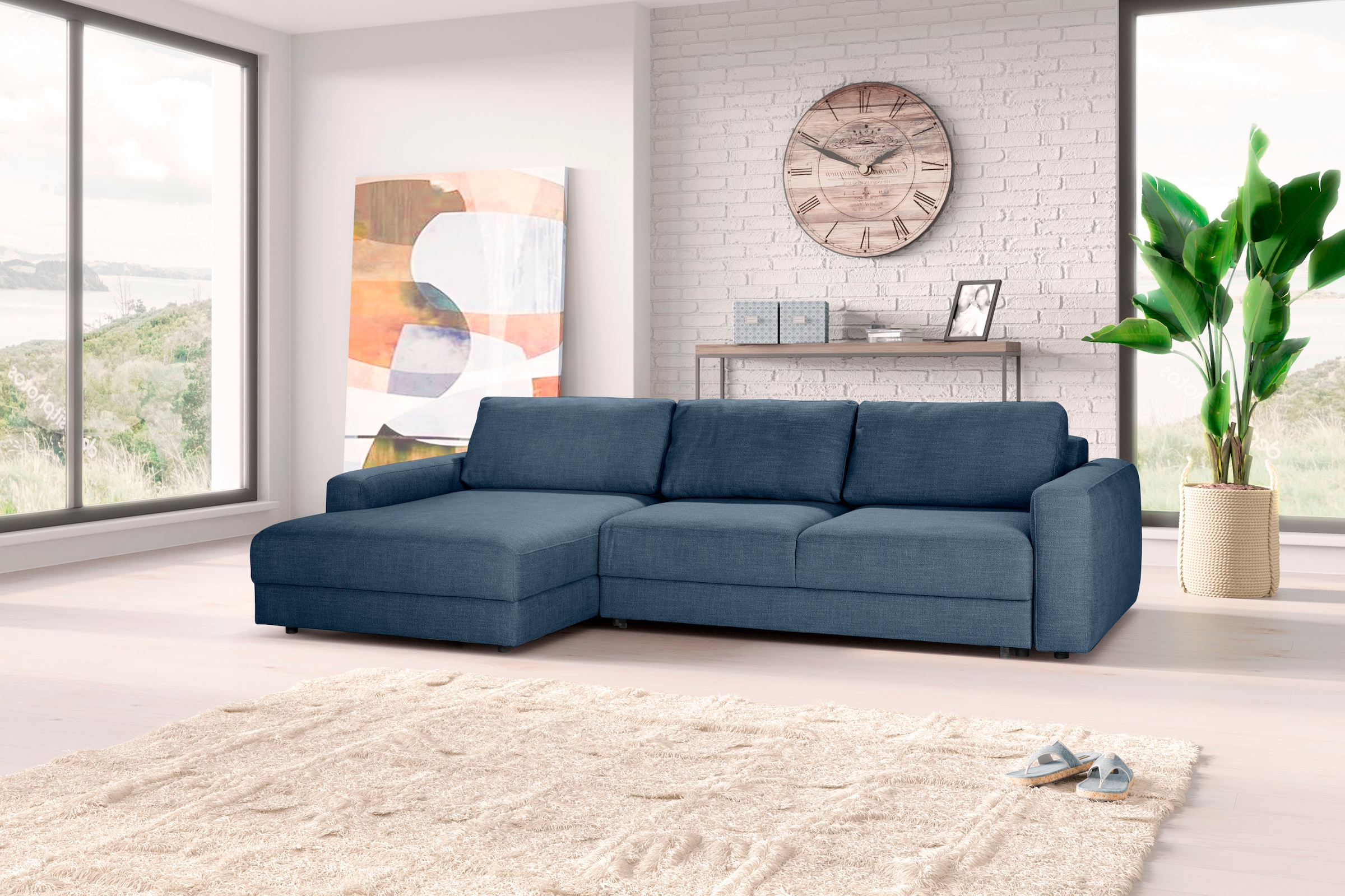 TRENDMANUFAKTUR Ecksofa »Bourbon II, hoher Sitzkomfort, extrabreite Recamiere für Relaxkomfort«, wahlweise mit Bettfunktion und Bettkasten, zeitlos und elegant, L-Form