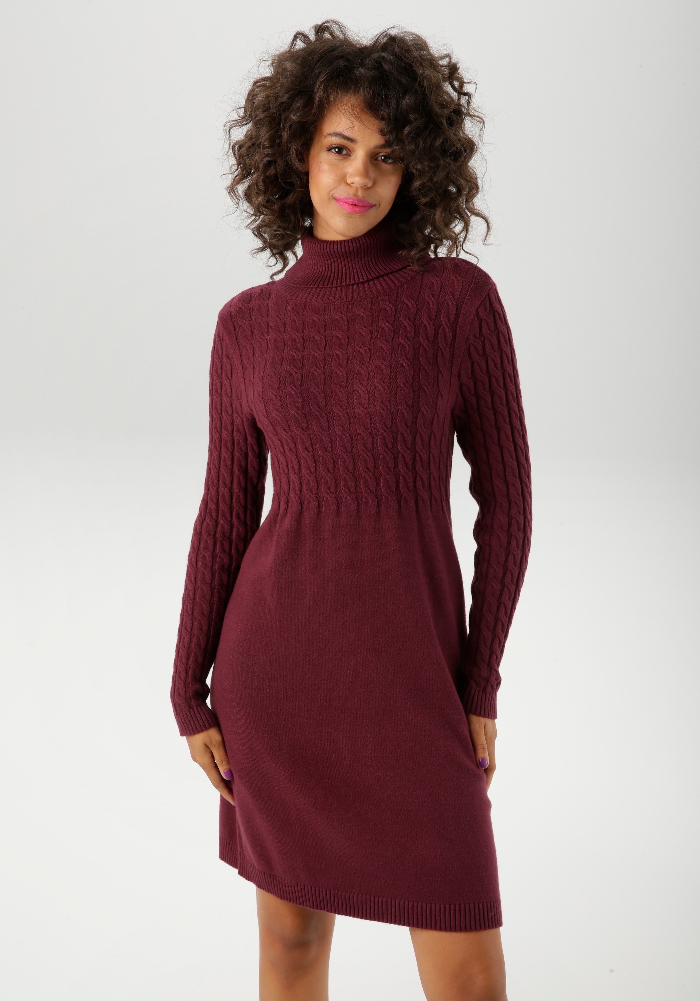 Aniston CASUAL Strickkleid, mit Zopfmuster im Oberteil und den langen Ärmel günstig online kaufen