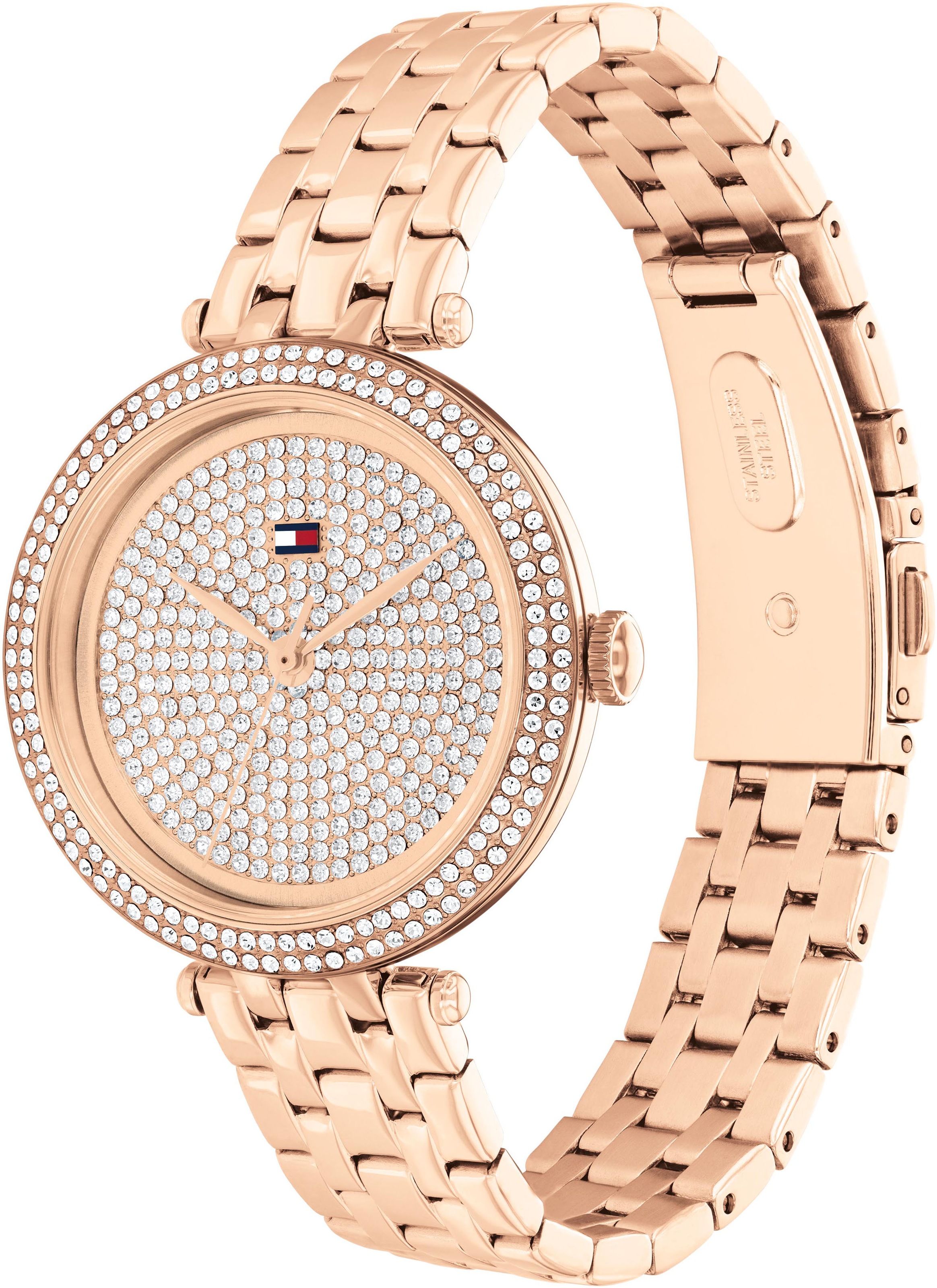 Tommy Hilfiger Quarzuhr »NATALIE«, Armbanduhr, Damenuhr, Edelstahlarmband, analog, Glaskristalle