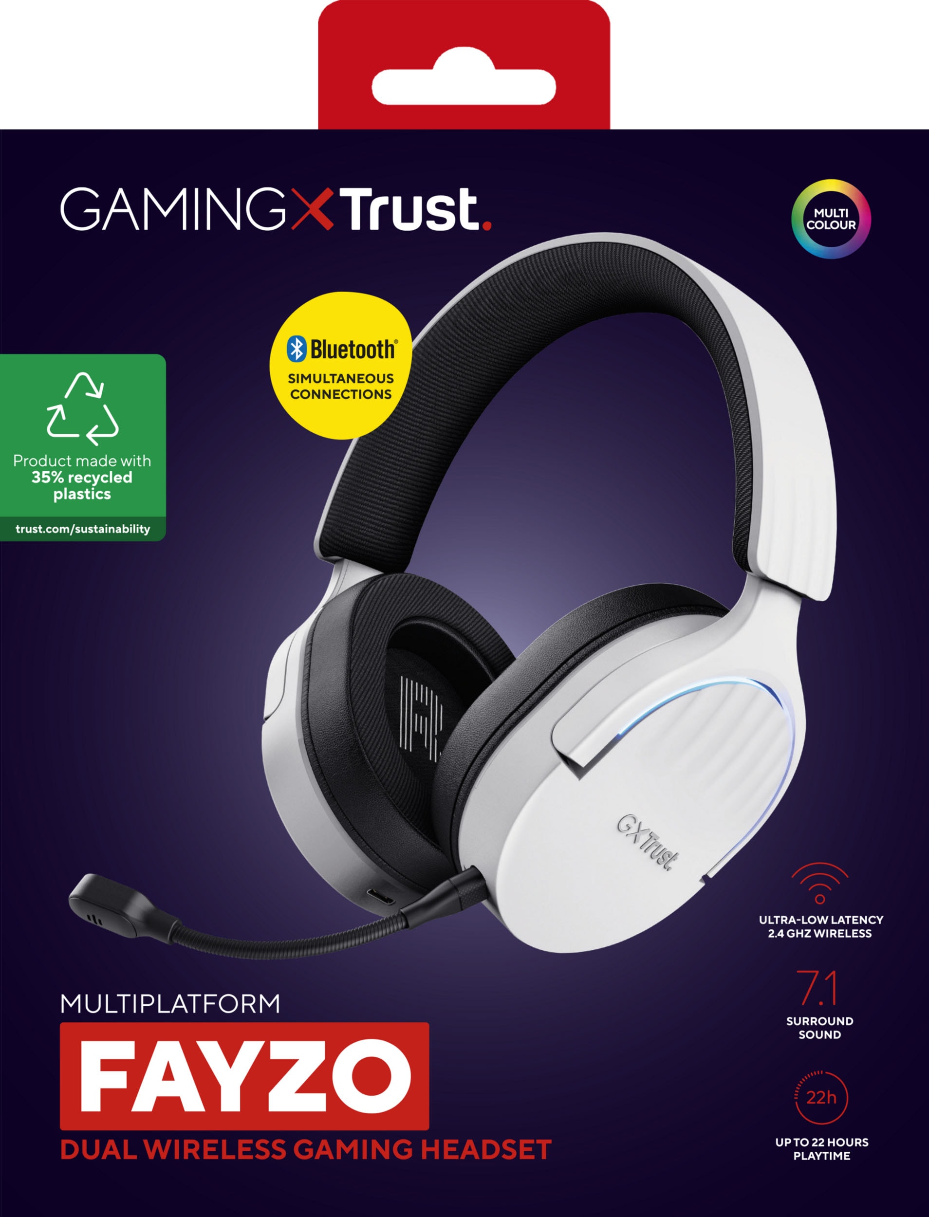 Trust Gaming-Headset »GXT491 Fayzo«, A2DP Bluetooth, Mikrofon abnehmbar-Noise-Cancelling