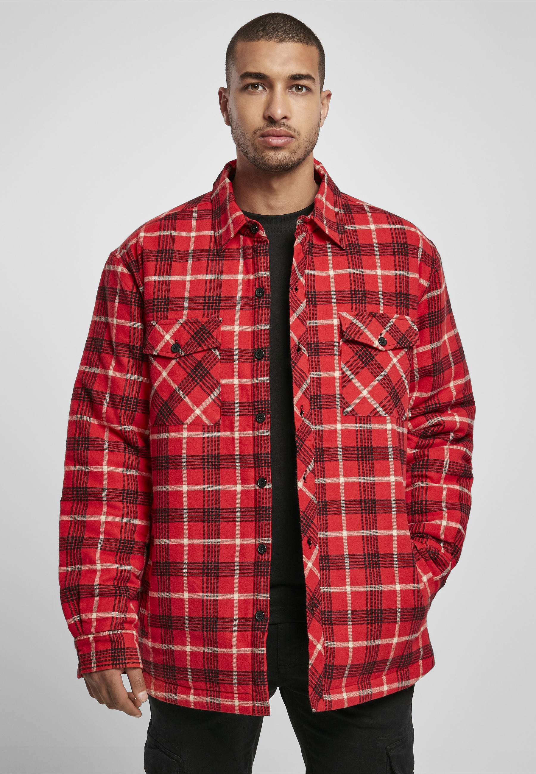 URBAN CLASSICS Funktionsmantel »Urban Classics Herren Plaid Quilted Shirt Jacket«
