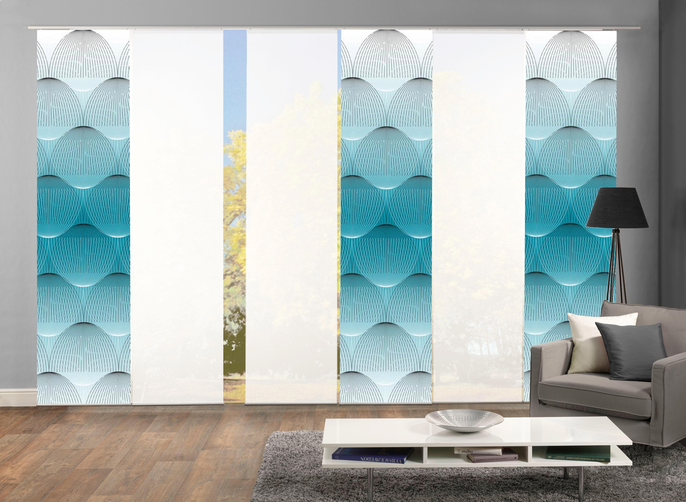 HOME WOHNIDEEN Schiebegardine "BENARIS" Klettband 6 Stk. tlg. HxB: 245x60, günstig online kaufen