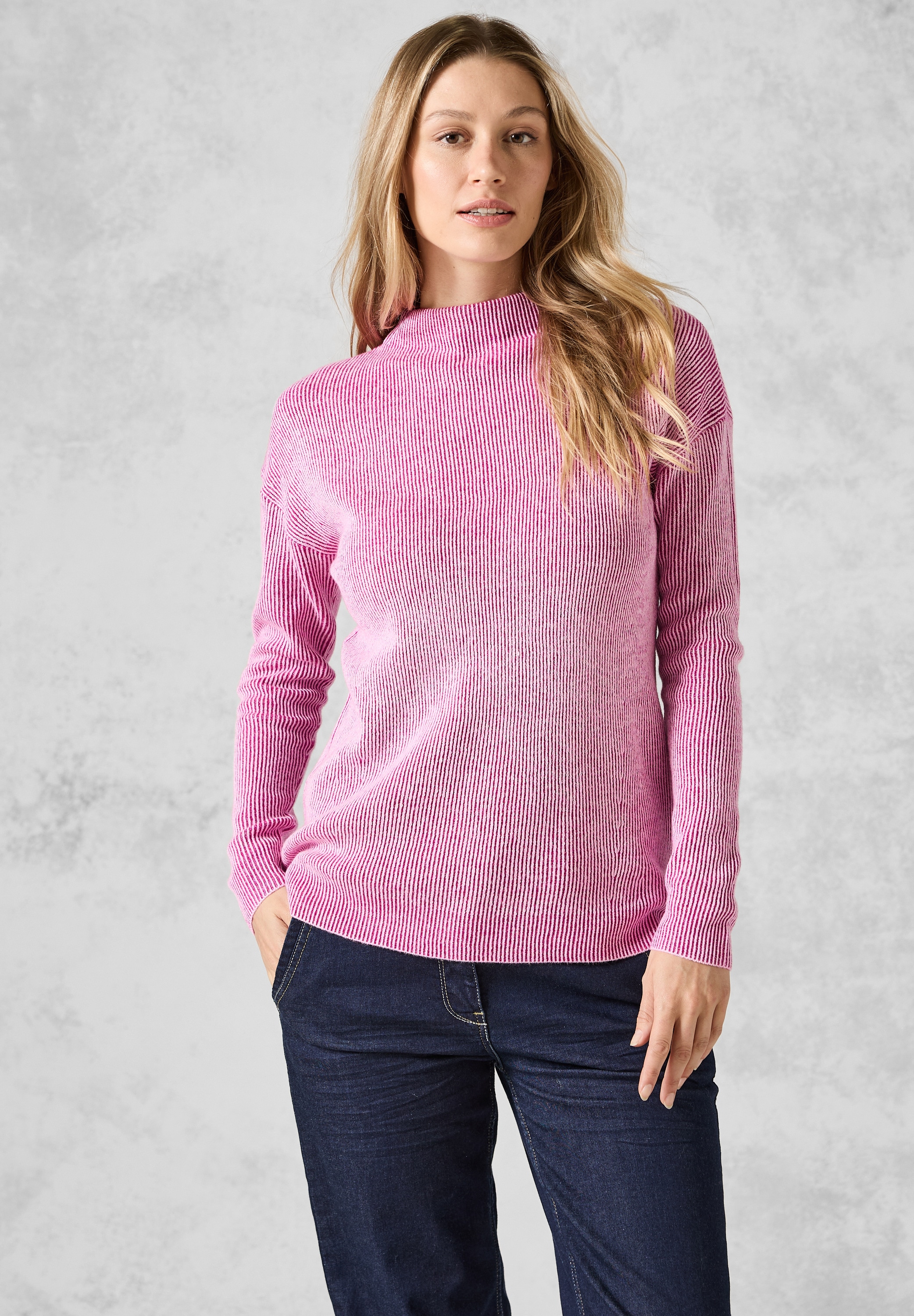 Cecil Strickpullover, im Two Tone Look und mit Stehkragen günstig online kaufen