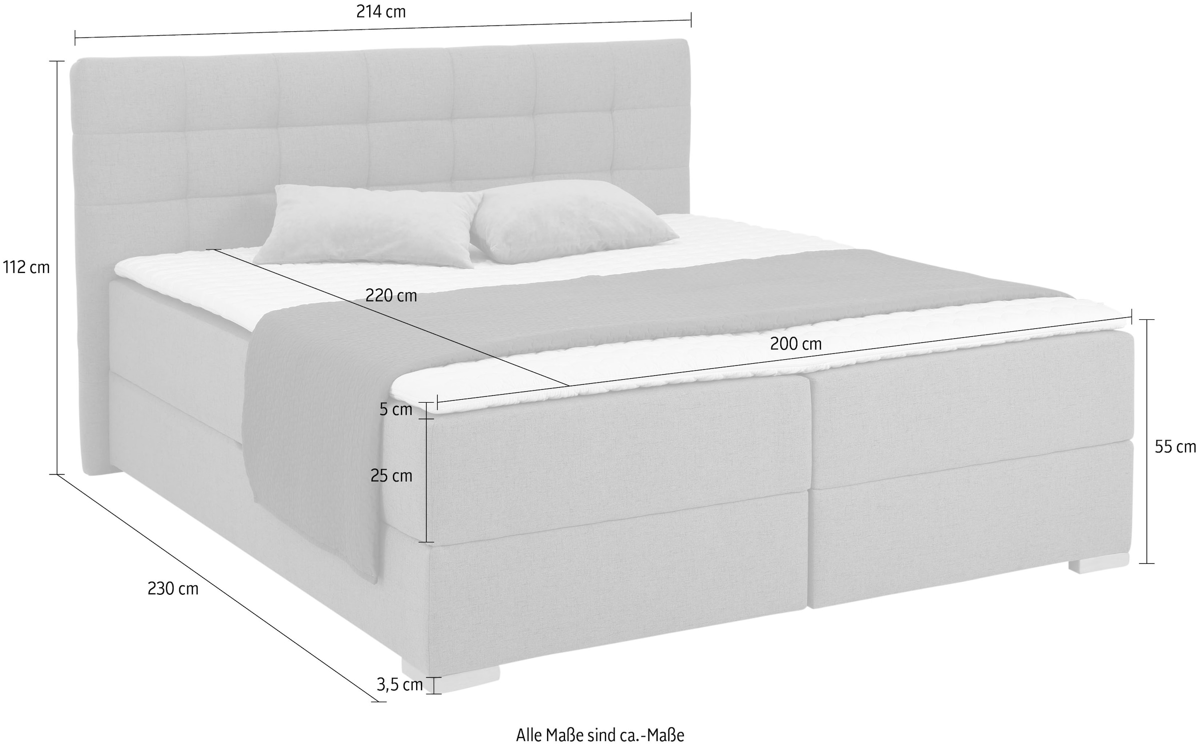 Home affaire Boxbett »Olivet«, in 4 Farben, 4 Breiten, 2 Matratzenarten, auch in Überlänge 220 cm