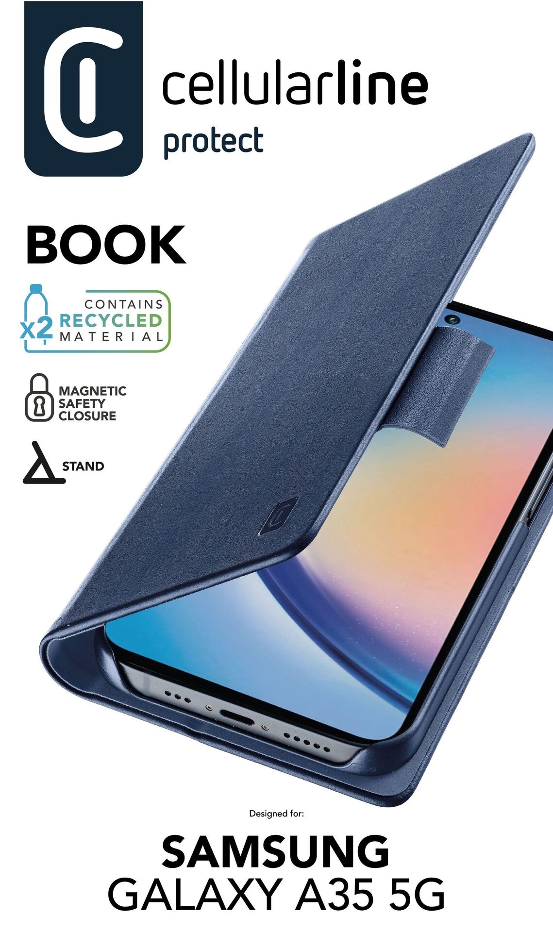 Cellularline Handyhülle »Book Case für Samsung Galaxy A35 5G«, Backcover, Schutzhülle, Handyschutzhülle, Case, Schutzcase, stoßfest