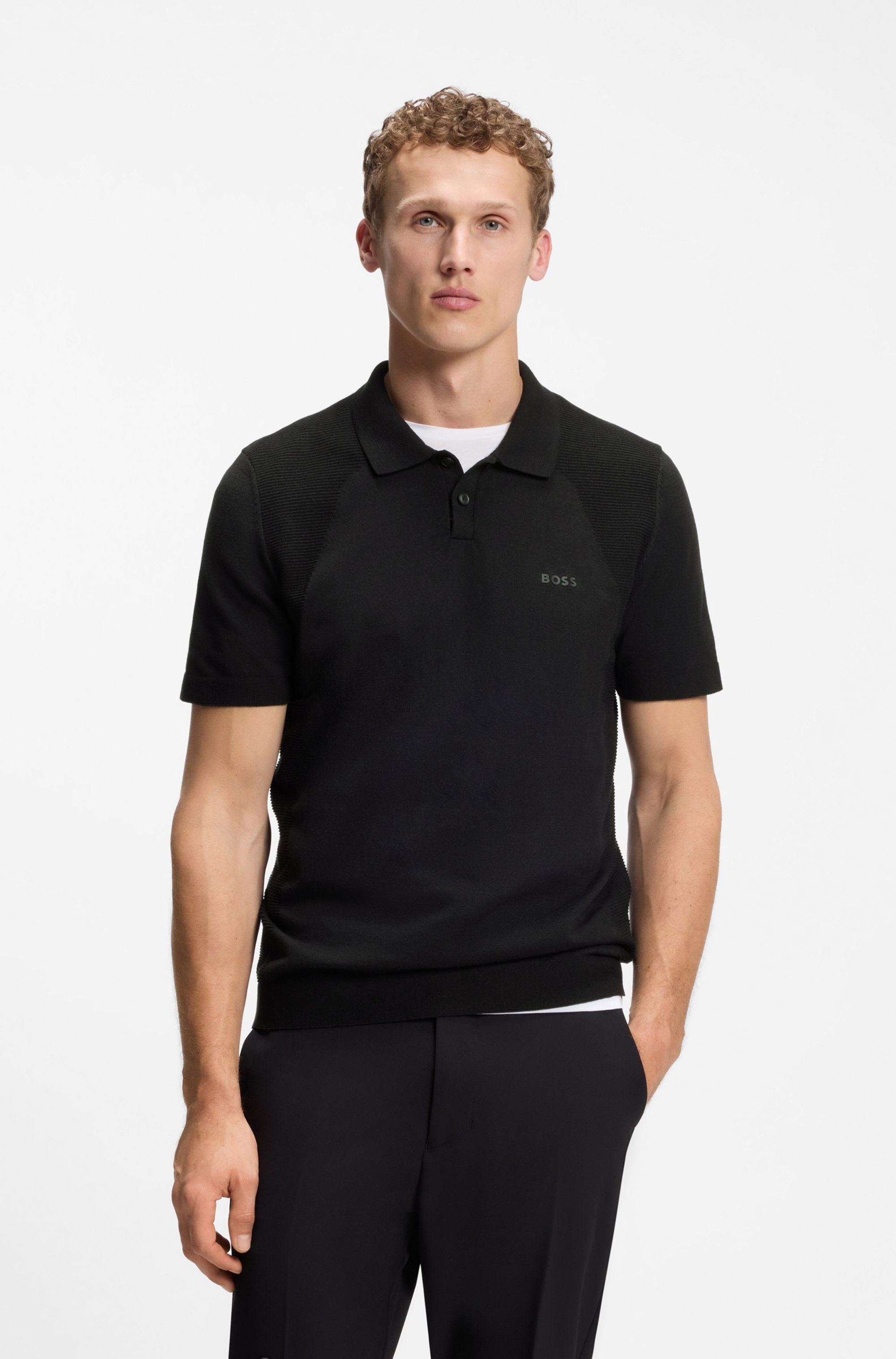 BOSS GREEN Kurzarmpullover "Momentum Lite PS" Polokragen, Baumwoll-Mix, Regular Fit