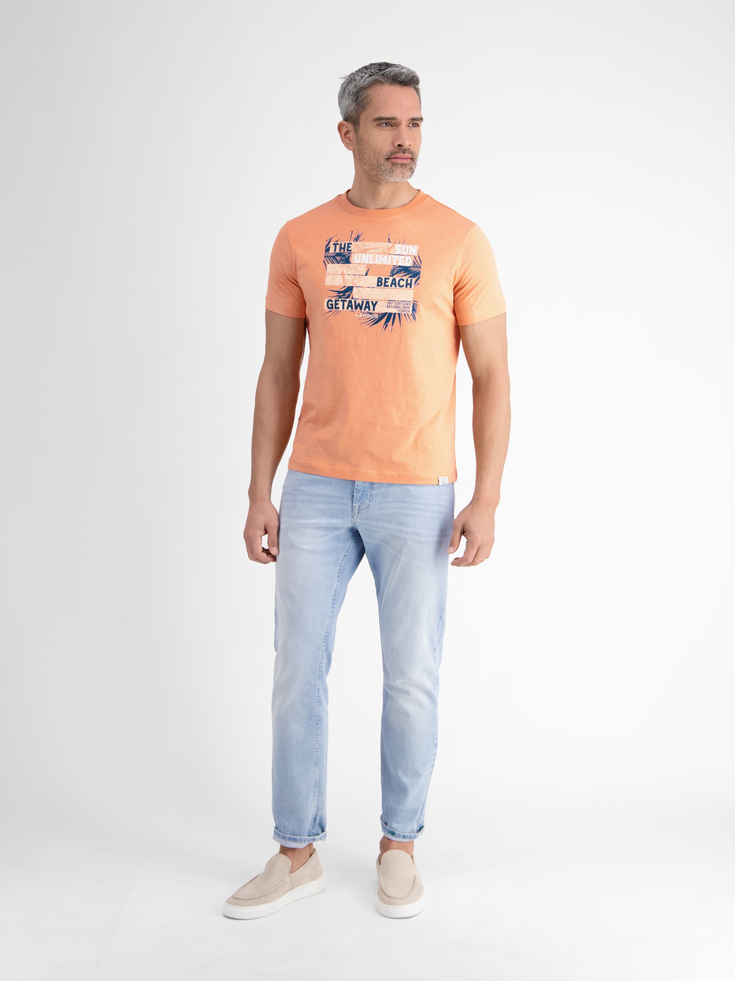 LERROS T-Shirt »LERROS Herren T-Shirt mit sommerlichem Brustprint«