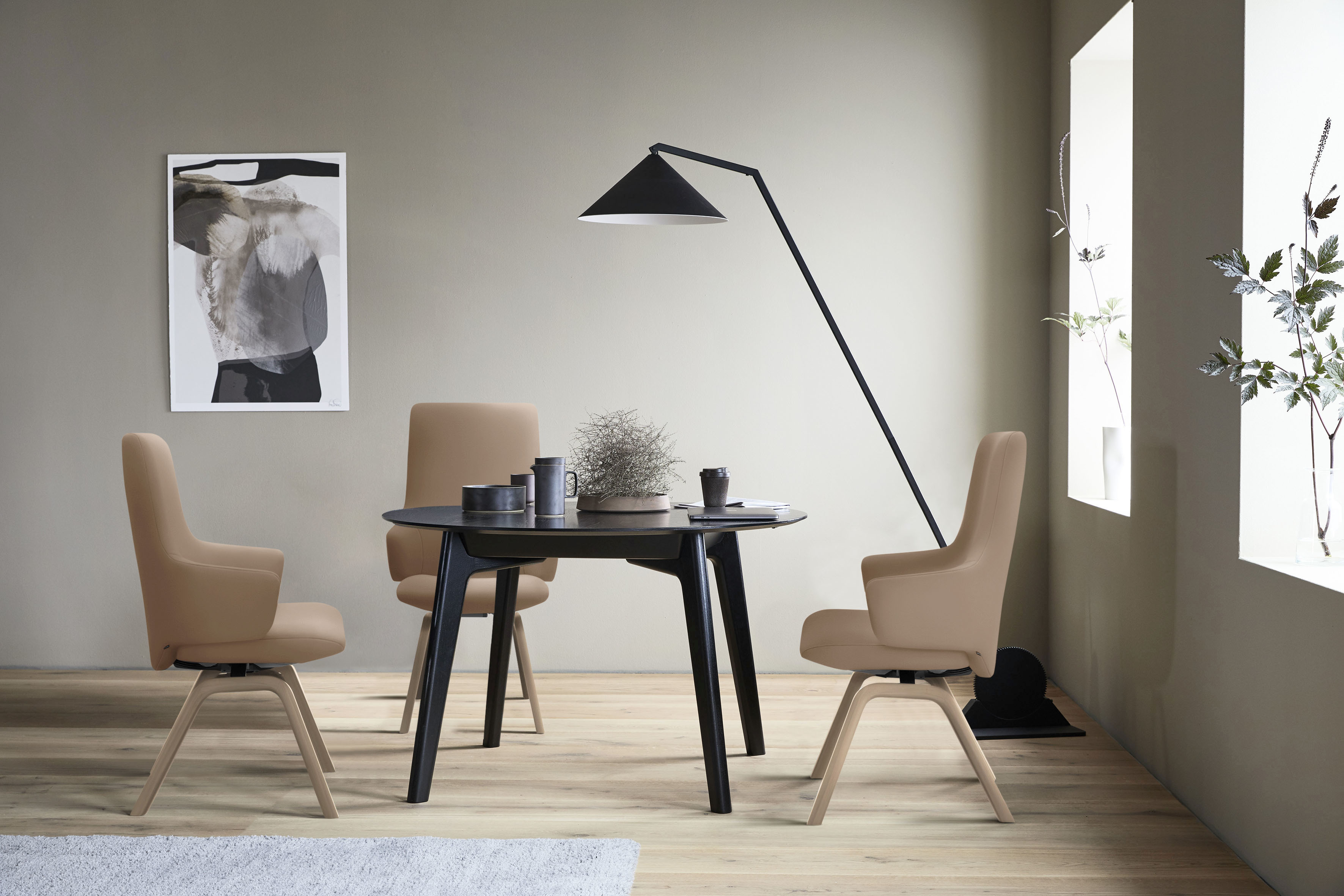 Stressless Polsterstuhl "Laurel" () High Back mit Armlehne, Größe L, mit schräggestellten Beinen