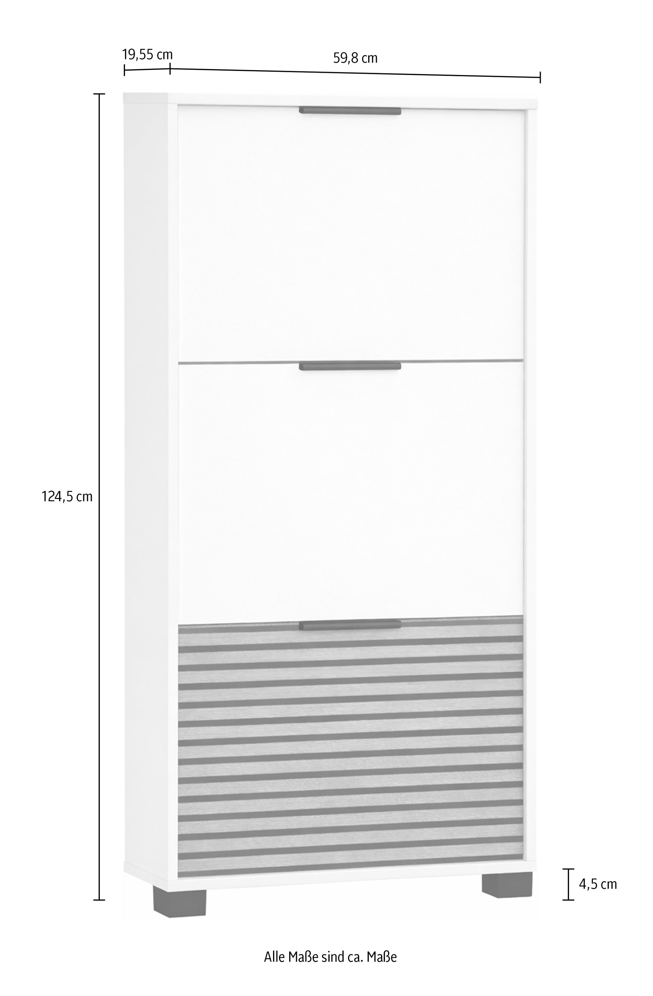 Schildmeyer Schuhschrank »LOFT, 3 Klappen, Breite 59,8 cm, akustik-optik, MADE IN GERMANY« 1 Stk. tlg. eine Klappe in Akustikplatten-Optik,  MADE IN GERMANY