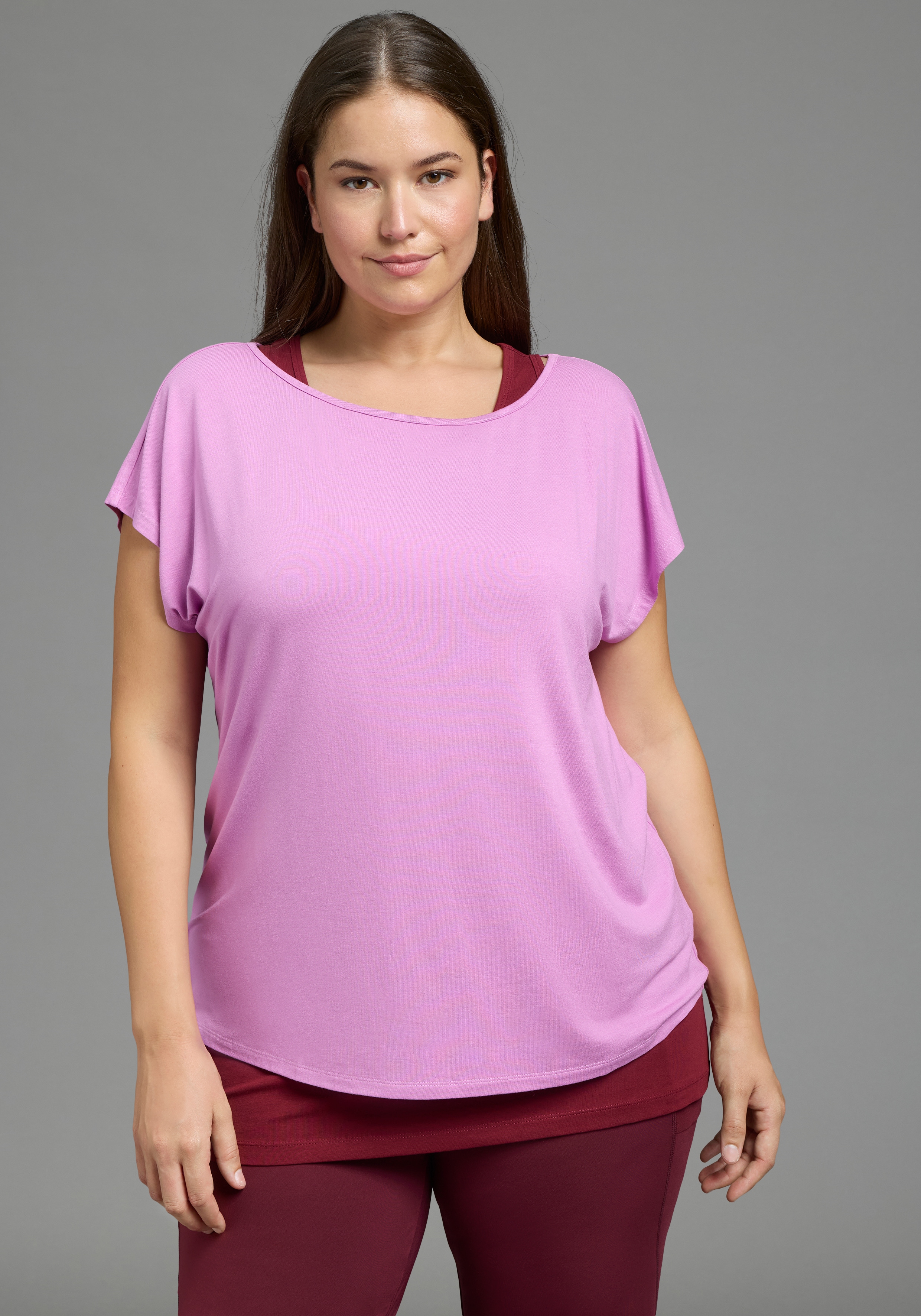 Laura Scott CURVE Yoga & Relax Shirt "Große Größen" Set, 2, im 2er-Set, mit Rundhalsausschnitt, aus Jersey, unifarben