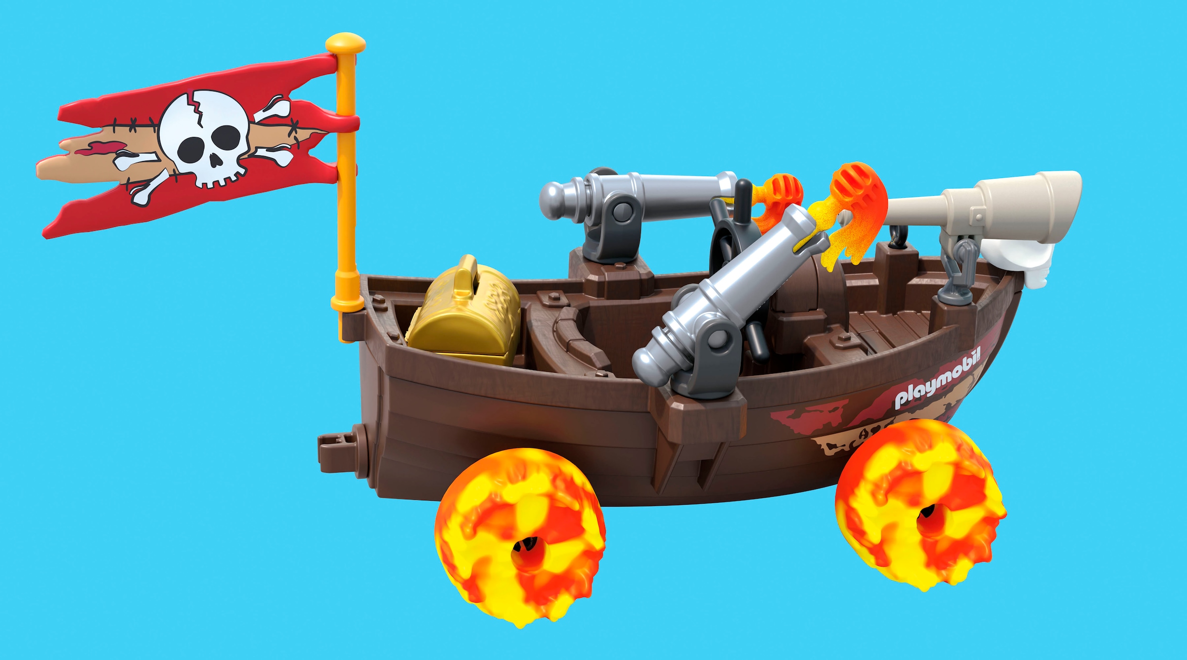 Playmobil® Konstruktions-Spielset »Rasendes Piratenboot (71720), Funstars«, (45 St.), Made in Europe