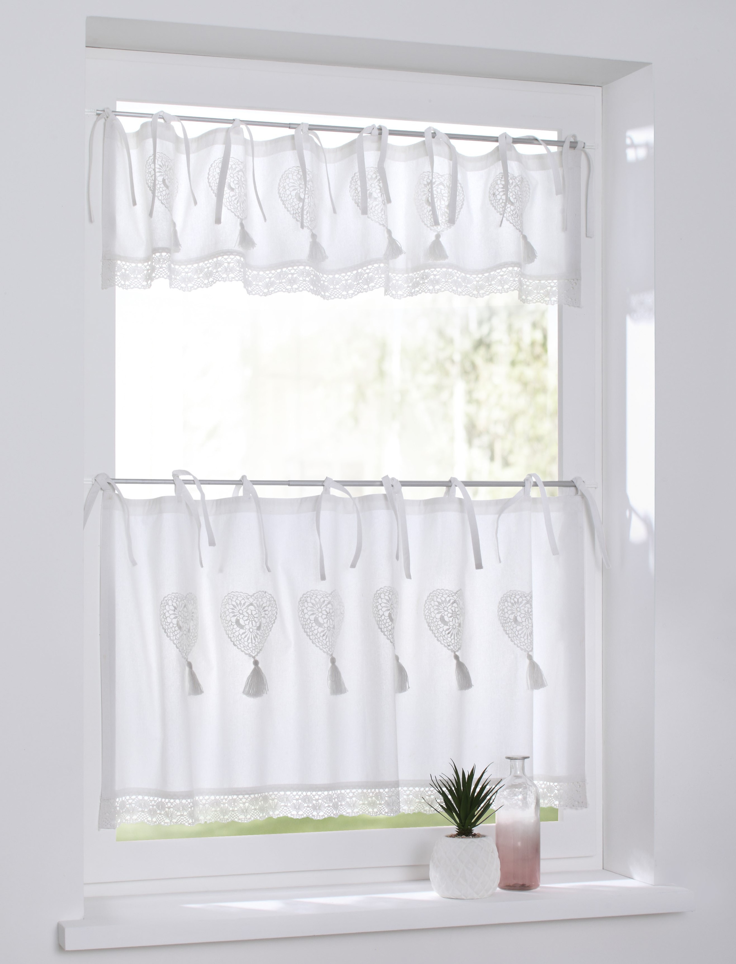 Kutti Scheibengardine "Camille" Bindebänder 1 Stk. tlg. Kurzgardine, Baumwo günstig online kaufen