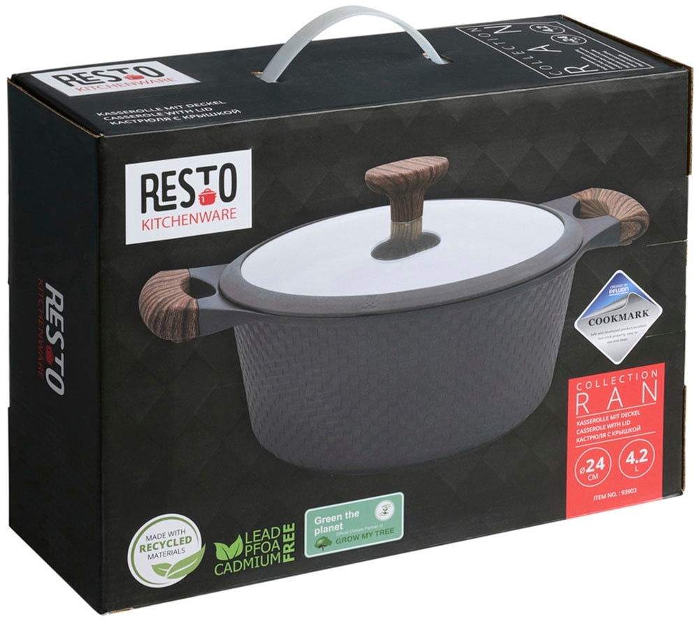 RESTO Kitchenware Bratentopf »Ran, Kochtopf antihaftbeschichtet und spülmaschinenfest«, Aluminiumguss, (2 tlg.), Geeignet für alle Herdarten, auch Induktion, im Geschenkkarton
