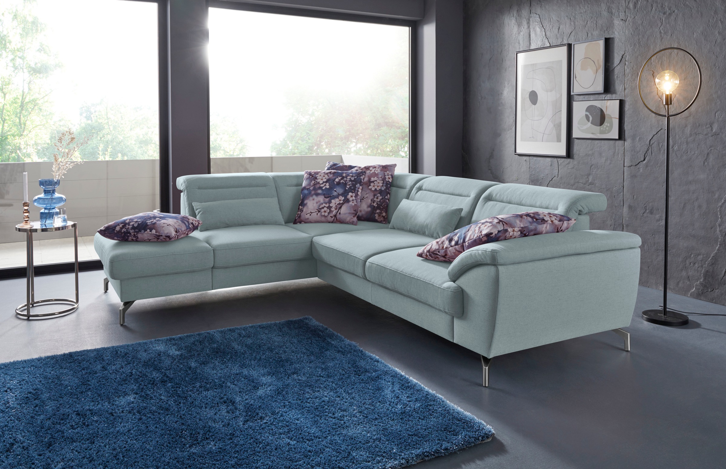 Thumbnail - sit&more Ecksofa "Percy L-Form" 12 cm Fußhöhe, Sitztiefenverstellung, wahlweise in 2 Fußfarben