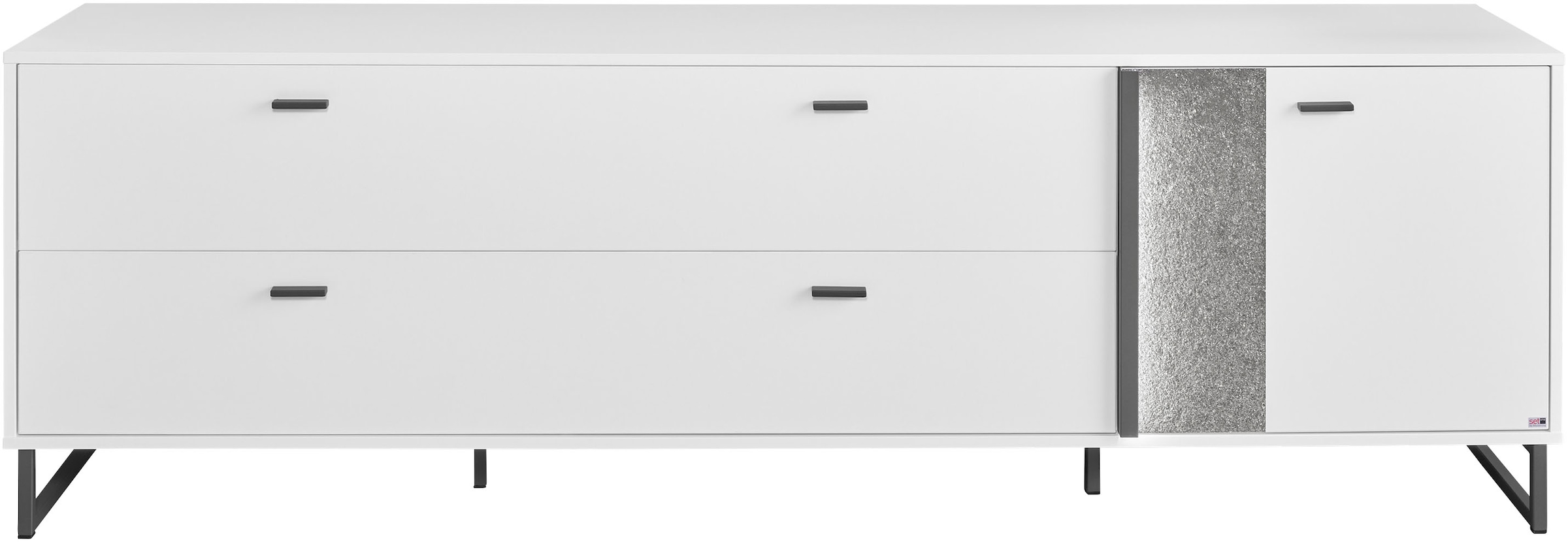 set one by Musterring TV-Schrank »Deltona«, inkl. LED-Beleuchtung, Metallkufe, Sandstein-Zierelement, B214 x H67cm