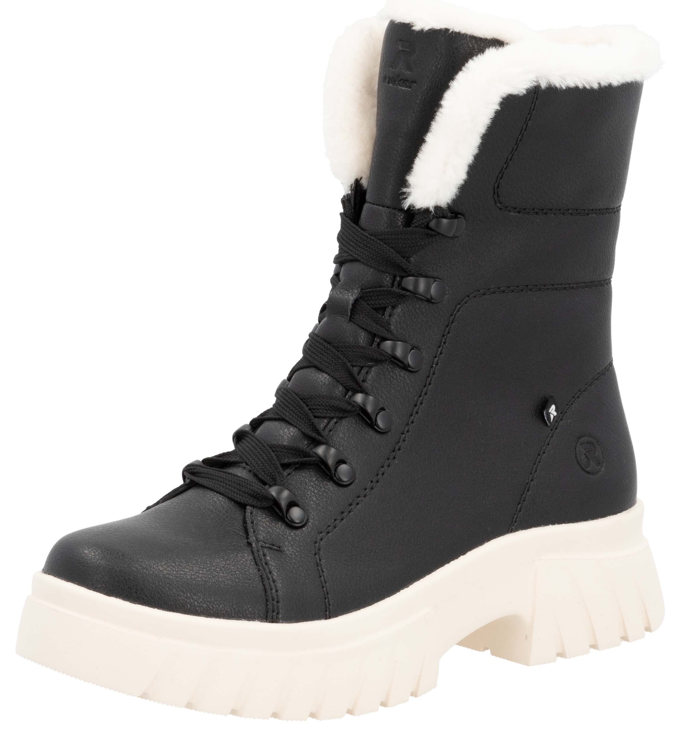 Winterboots, Schnürboots, Plateaustiefelette, Profilsohle, Innenreißverschluss