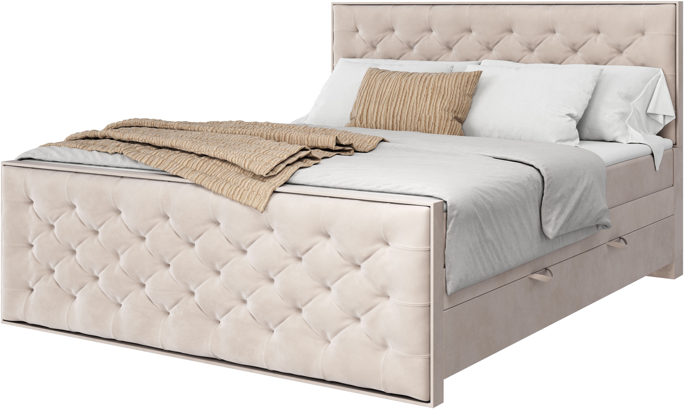 FORTE Boxspringbett »Lanciano Max inkl. zwei Bettkästen und Kaltschaum Topper«, und einer 7-Zonen-Tonnentaschenfederkernmatratze H2/H3
