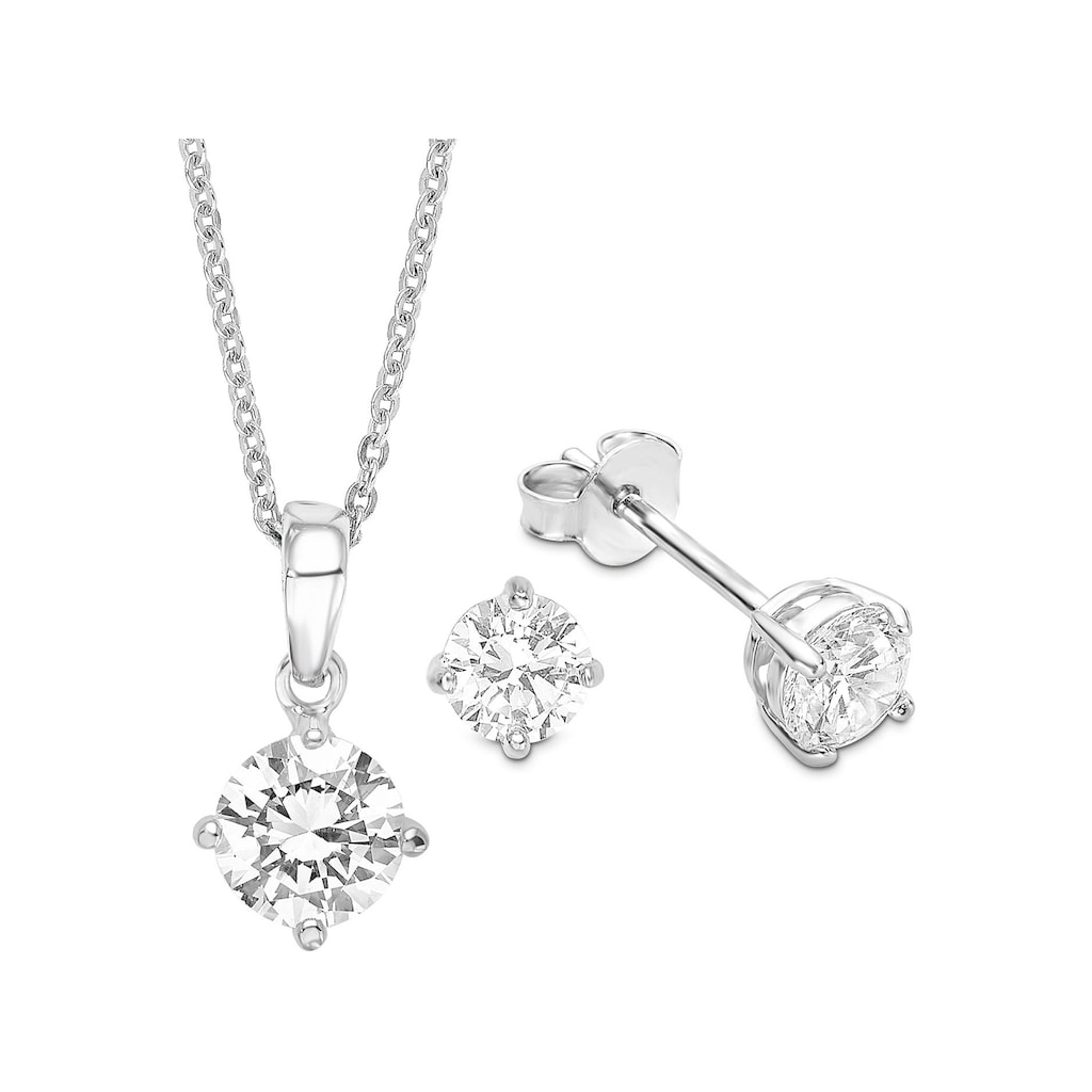 Amor Schmuckset »9964963, 9964888 Halskette und Ohrringe«, (Set, 4 tlg.), mit Zirkonia (synth.)