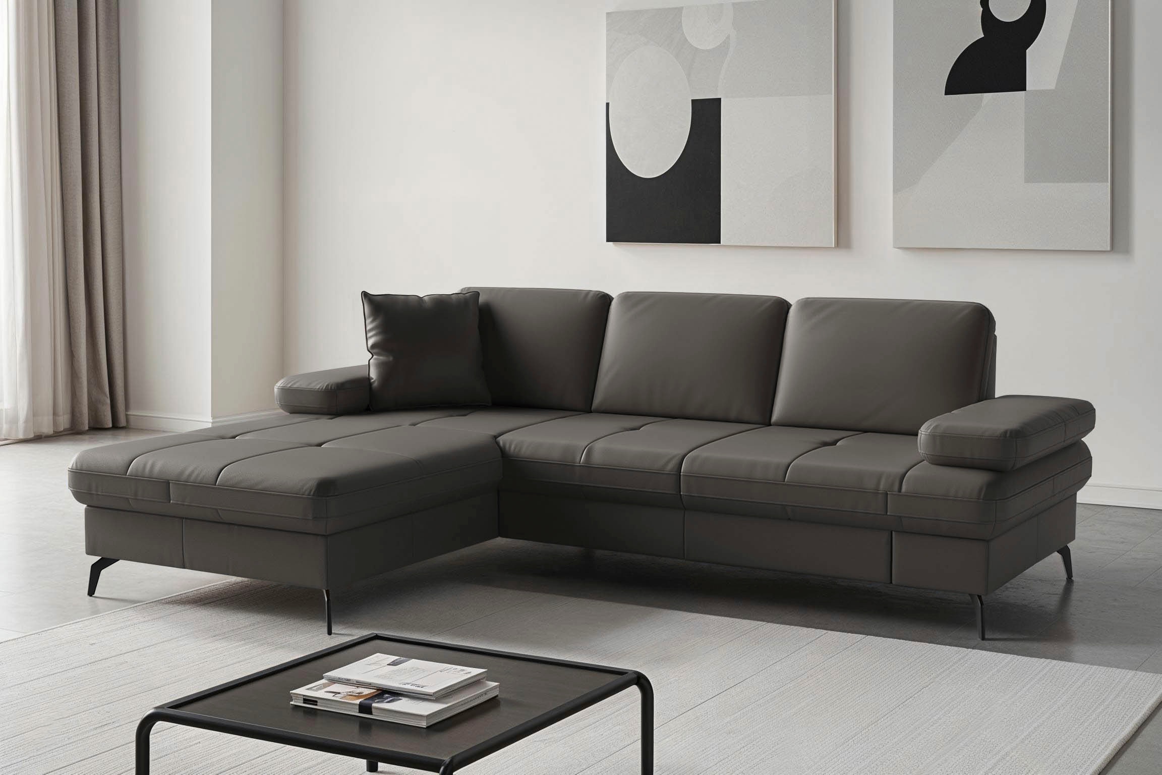 sit&more Ecksofa "Morris Jubi, Recamiere, Breite 247 cm" mit Armteilfunktion, wahlweise mit Schlaffunktion