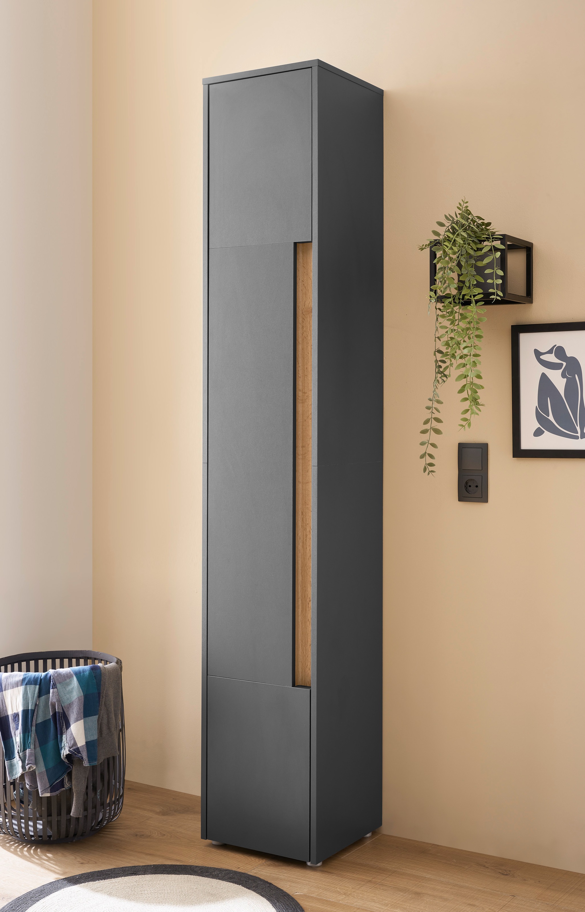 INOSIGN Hochschrank »CITY/GIRON, Badschrank mit Griffmulde, Schrank in zeitlosem Design«, in den Farben Weiß und Anthrazit verfügbar, viel Stauraum