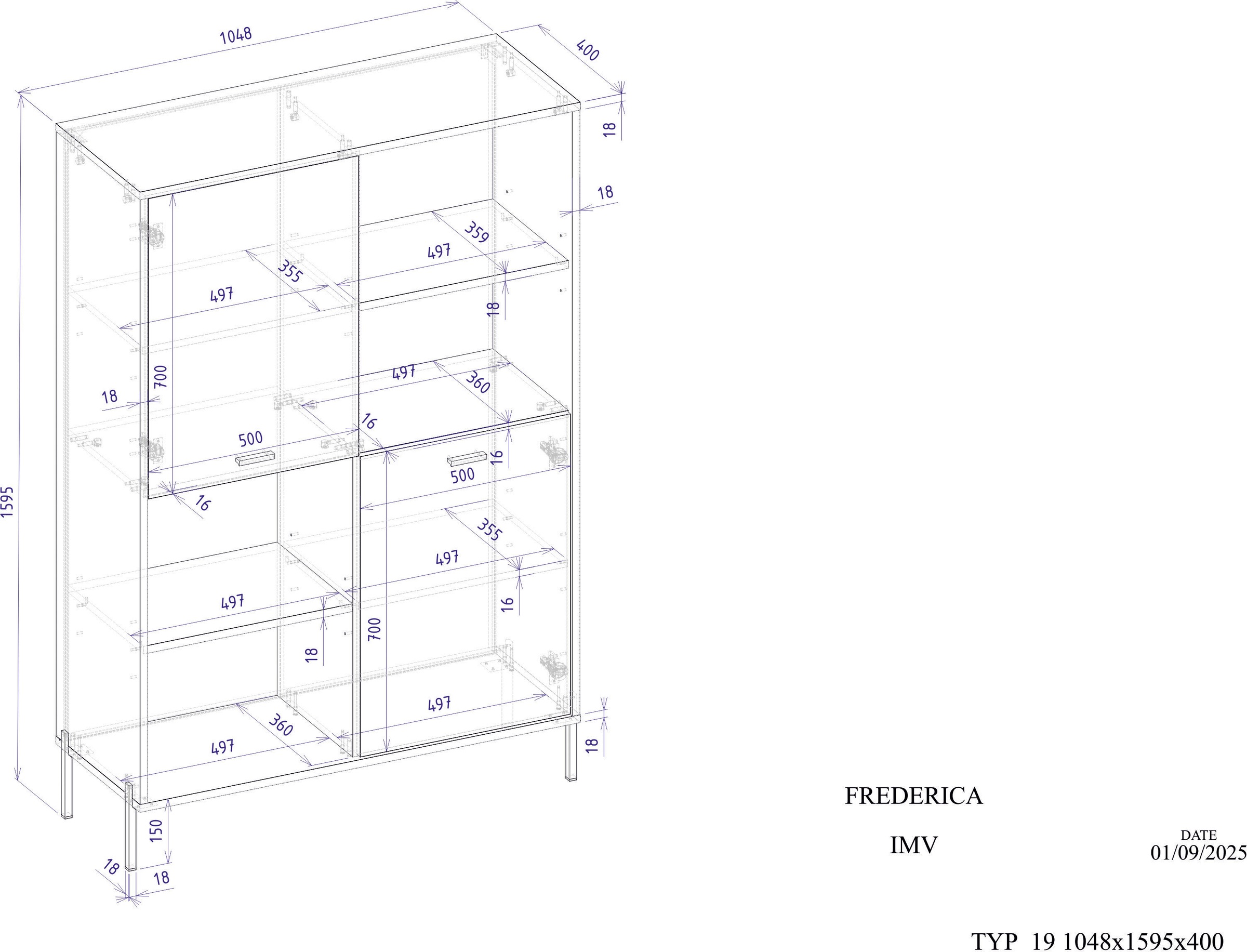 Home affaire Regalelement »Fredericia, modernes Regal, Kommode in Kaschmir, Highboard, Standregal« ausreichend Stauraum, offene & geschlossene Fächer, 105 cm breit
