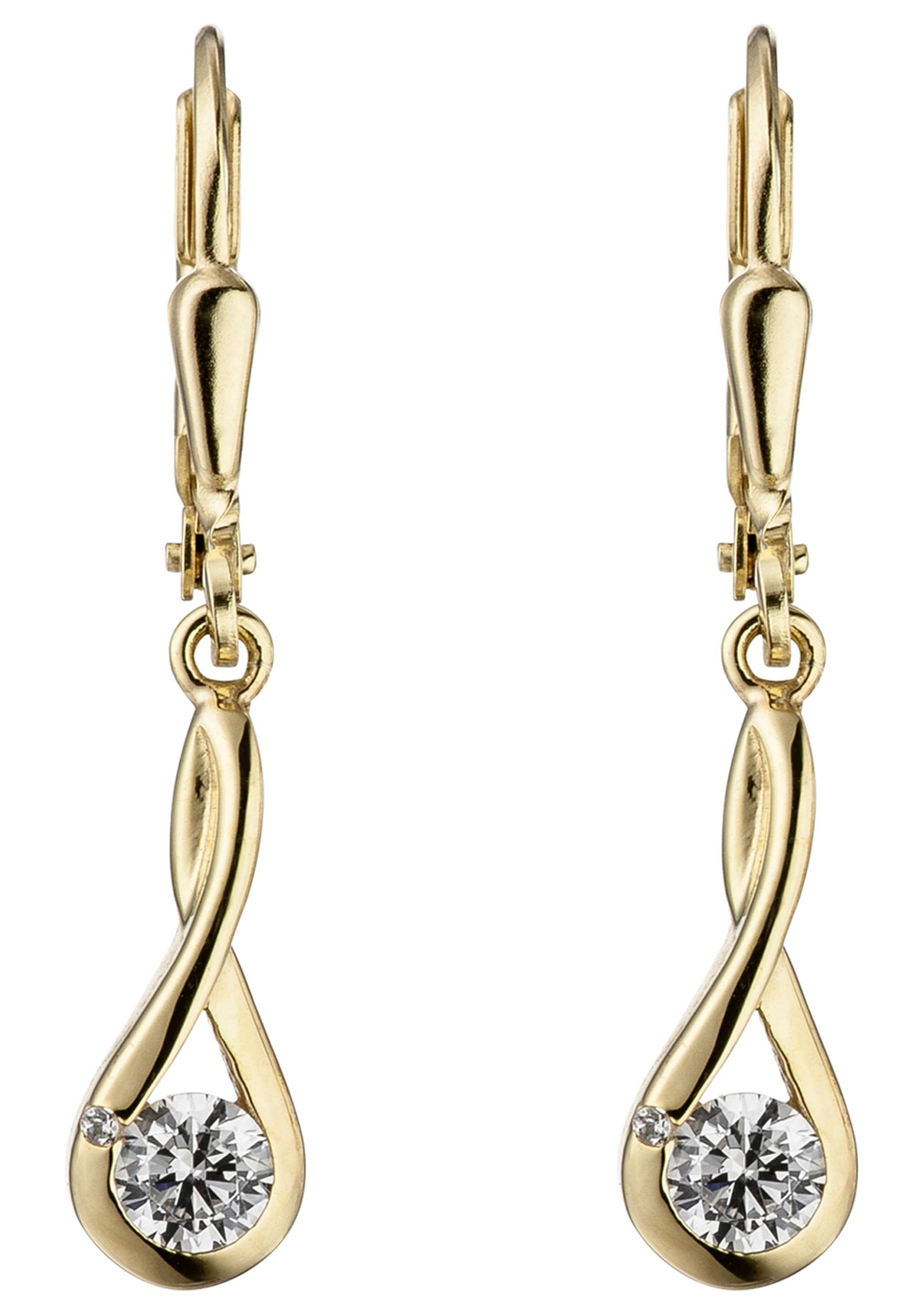 JOBO Paar Ohrhänger »Ohrringe Goldohrringe hängend 28 mm lang« 333 Gold mit Zirkonia