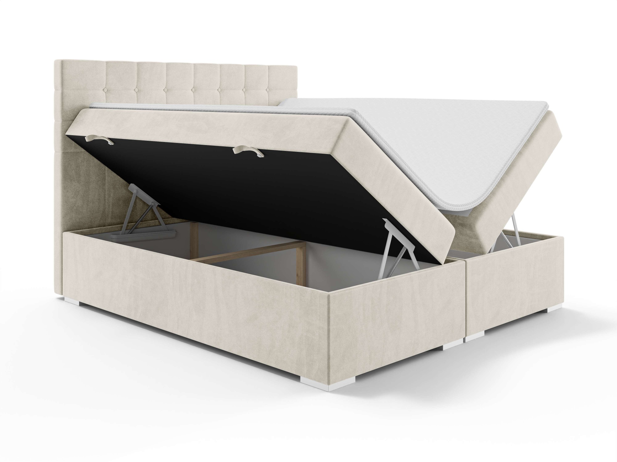 INOSIGN Polsterbett »Semla mit Matratze und Topper, in 3 Breiten (140, 160 und 180 cm)«, Boxspringbett mit Kopfteil, Bettkasten, Matratze (BFK/TFK) und Topper