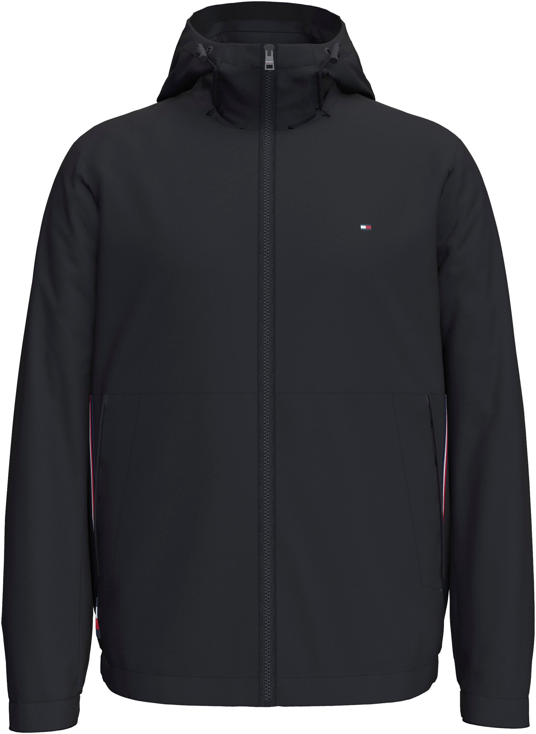 Tommy Hilfiger Outdoorjacke "RWB HOODED JACKET", mit Kapuze, mit verstellbarer Kapuze