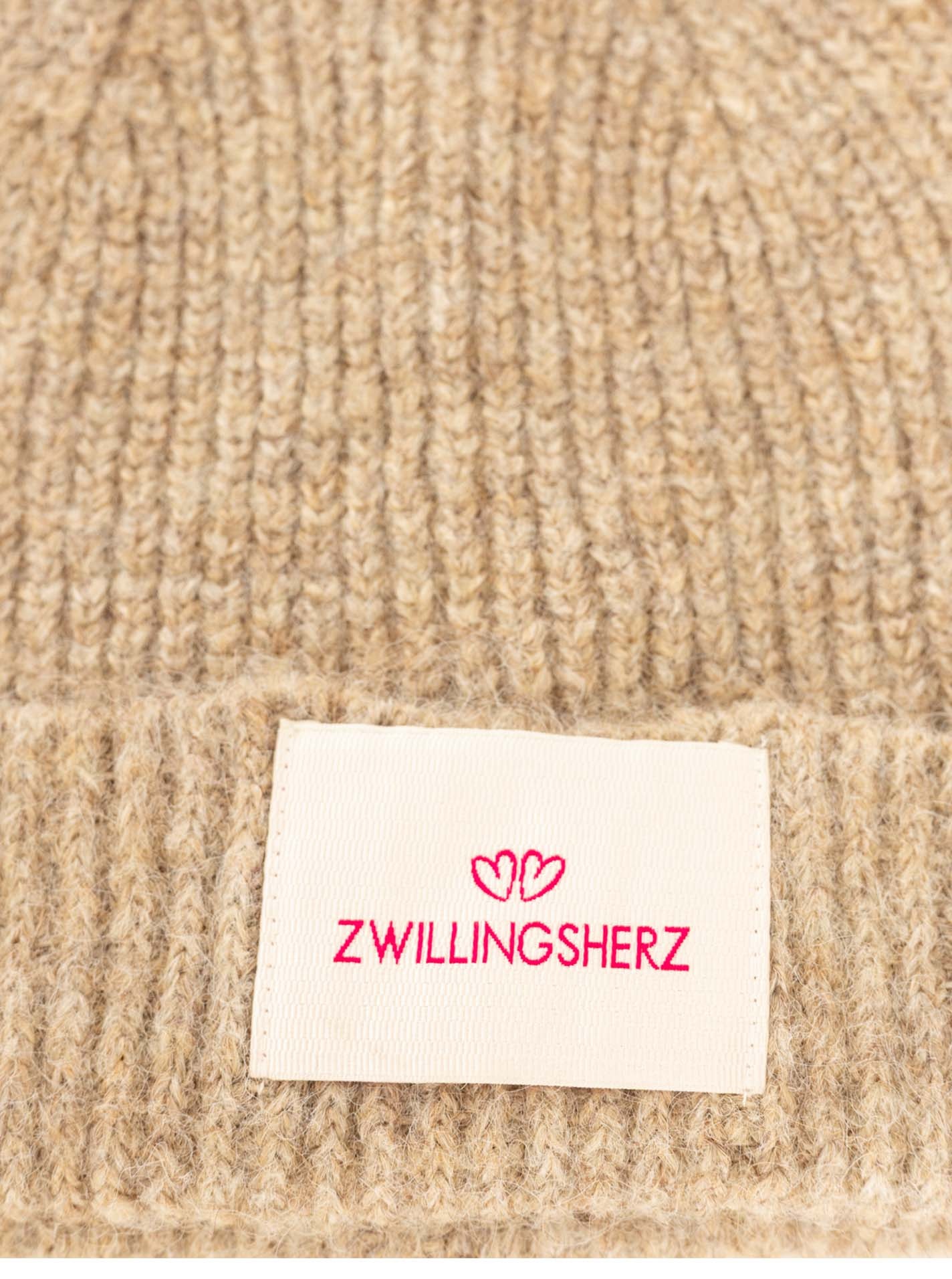 Zwillingsherz Strickmütze »"Zwillingsherz Patch"« gerippt,  mit Wolle und Umschlag, mit Patch