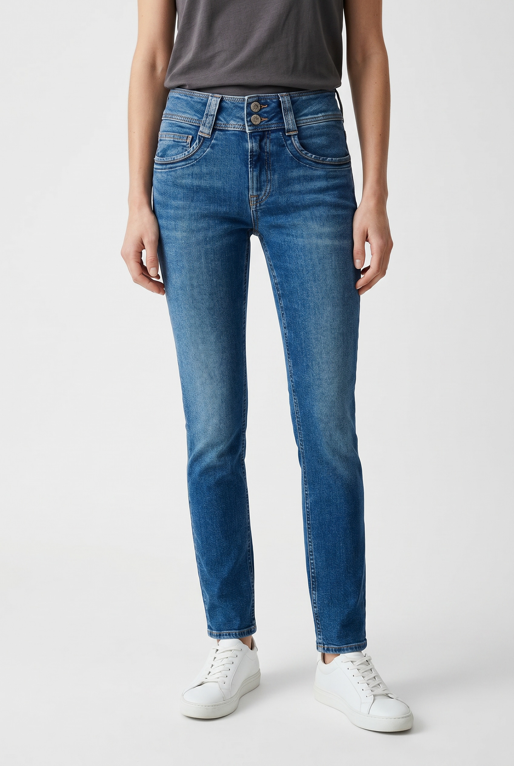 Pepe Jeans Straight-Jeans "SLIM JEANS MW GEN" mit doppeltem Knopfverschluss