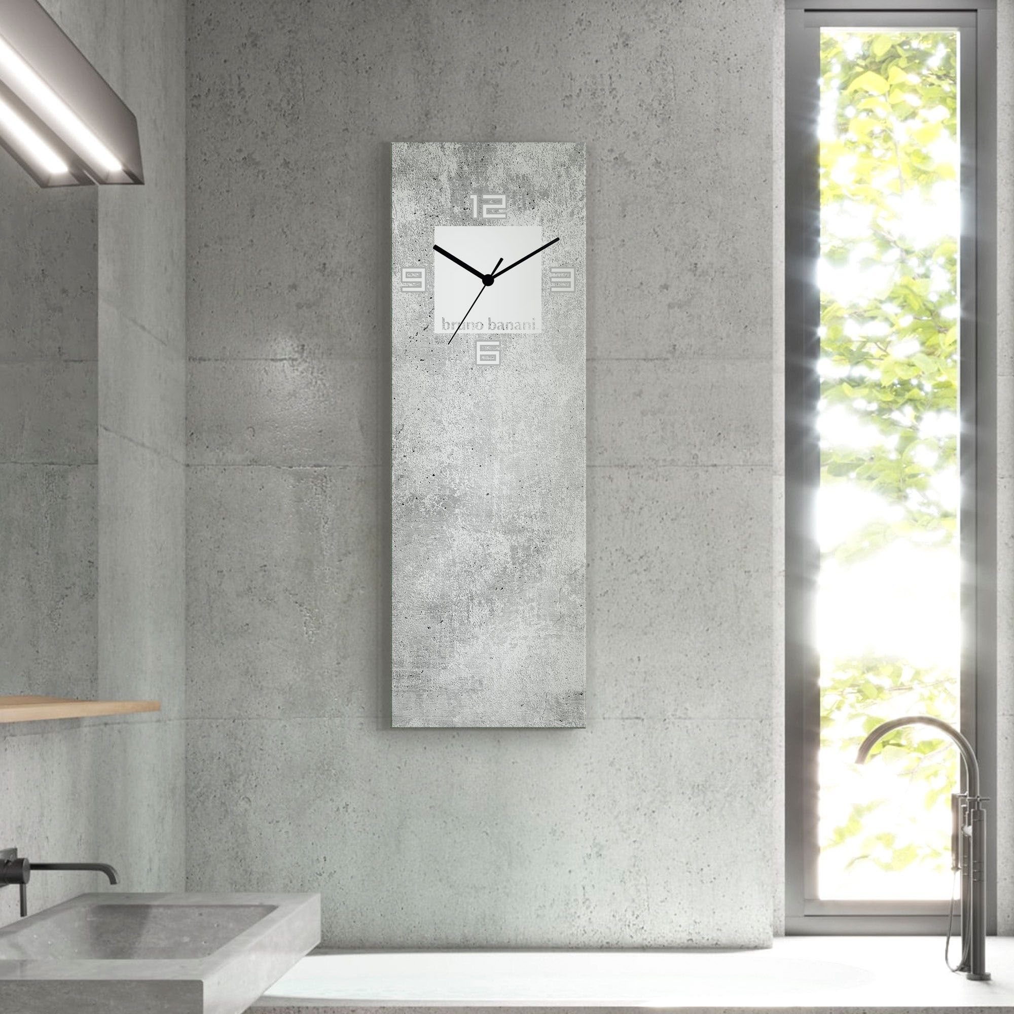 Bruno Banani Wanduhr "Beton auf Glas" wahlweise mit Quarz- oder Funkuhrwerk, lautlos ohne Tickgeräusche