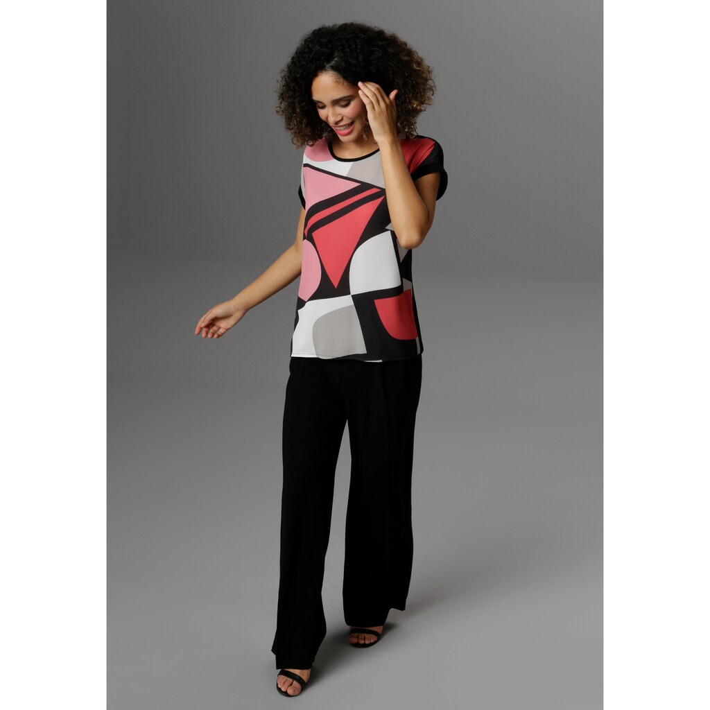 Damenmode Shirts & Sweatshirts Aniston SELECTED Blusenshirt, im Material-Mix schwarz-grau-offwhite-rosé-rot Damenmode Shirts & Sweatshirts Aniston SELECTED Blusenshirt, im Material-Mix schwarz-grau-offwhite-rosé-rot