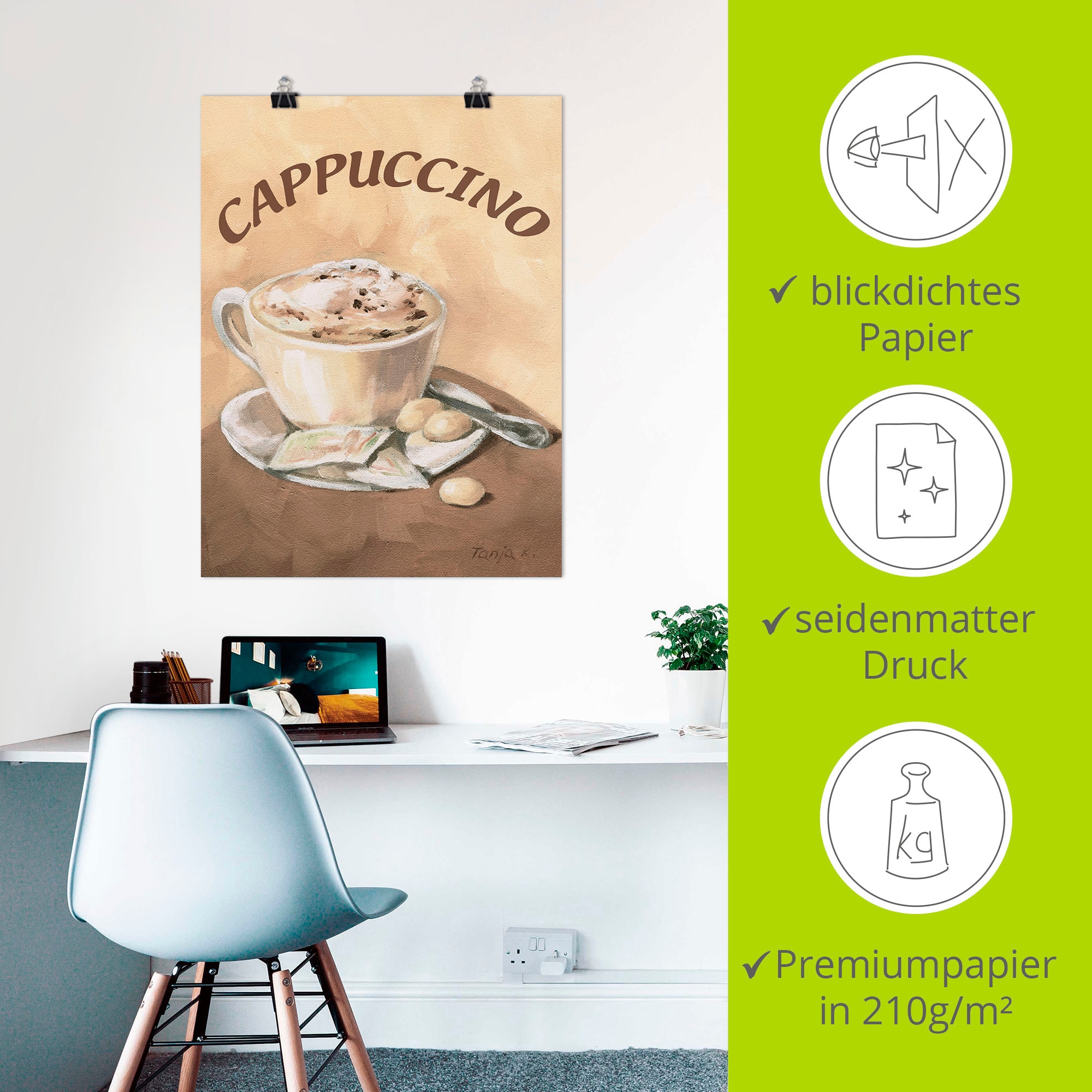 Artland Wandbild »Tasse Cappuccino«, Getränke, (1 St.), als Leinwandbild, Poster, Wandaufkleber in verschied. Größen