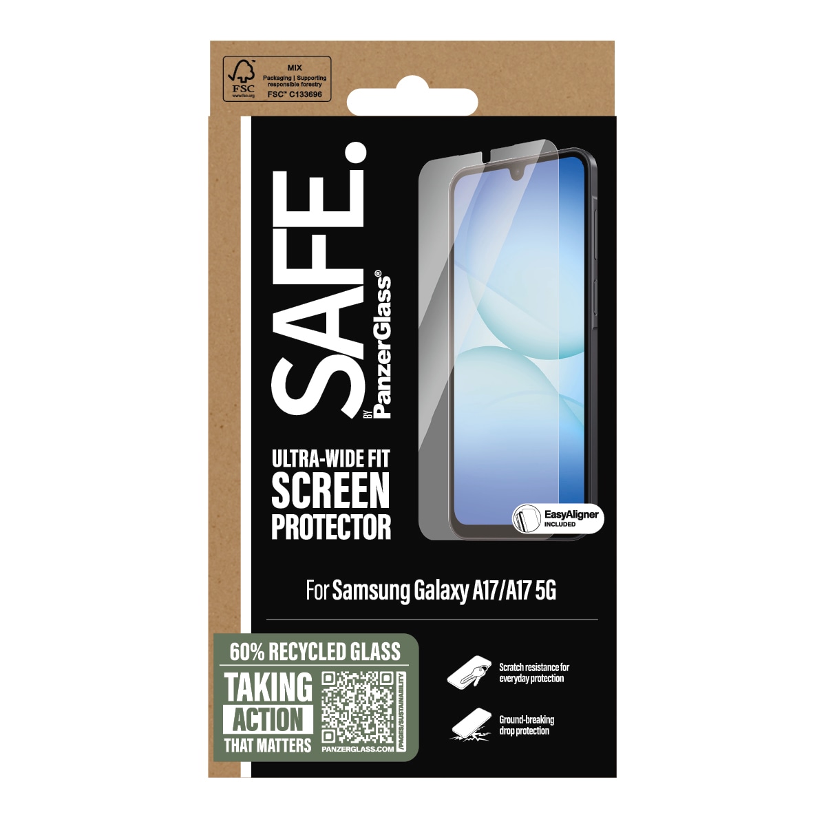 SAFE by PanzerGlass Displayschutzglas »Ultra-Wide Fit Screen Protector«, für Samsung Galaxy A17-Samsung Galaxy A17 5G, Displayschutzfolie, Schutzfolie, Bildschirmschutz, kratz- & stoßfest
