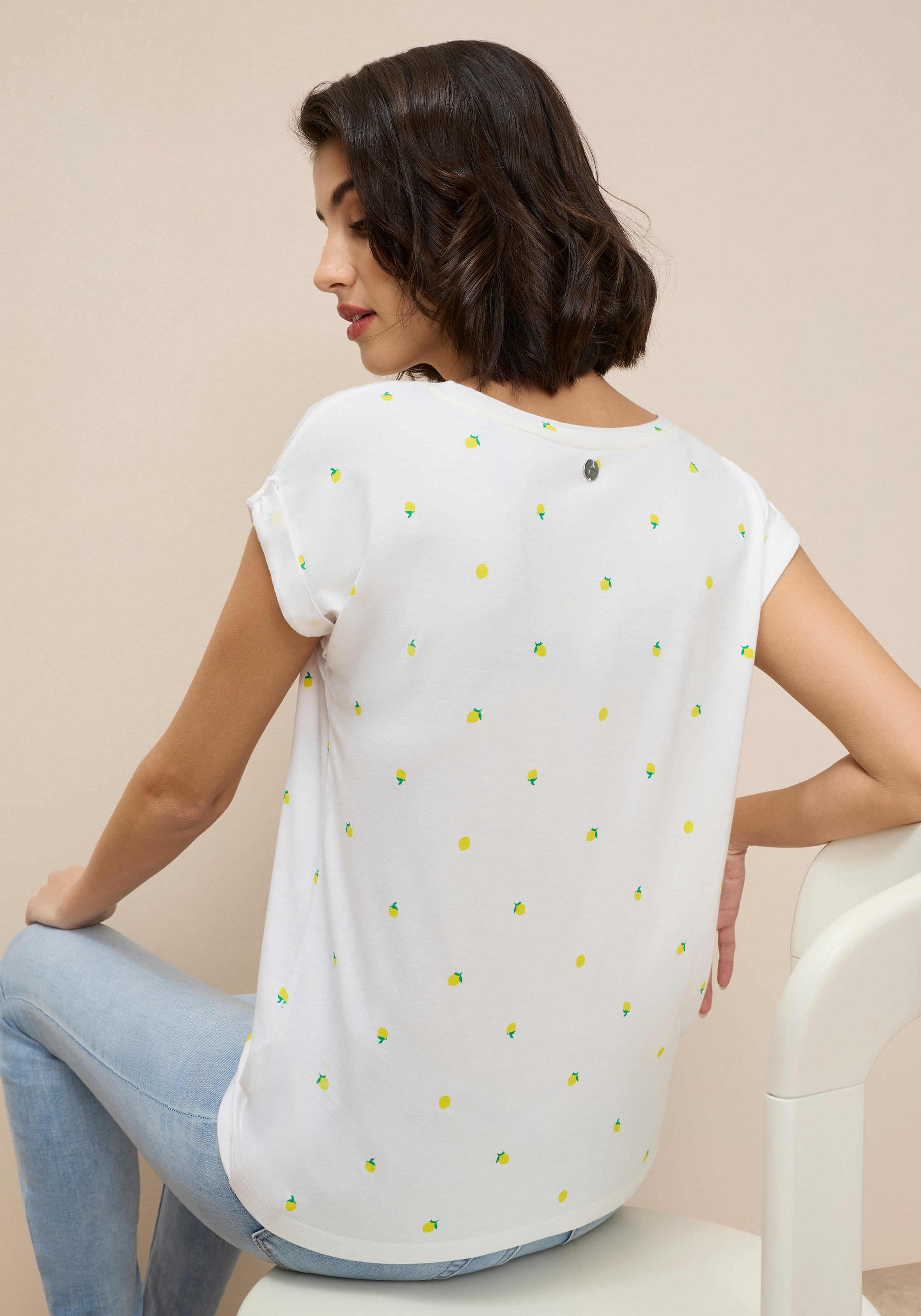 Tamaris Women's T-Shirt White Patterned Size 44 4