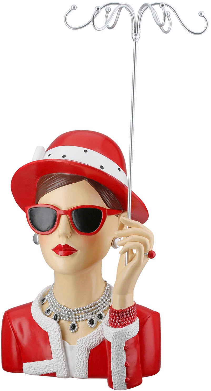 GILDE Schmuck Etagere "Figur; Schmuckständer Frau Chloe rot; silberfarben H. 39,5 cm" Mit integriertem Schmuckhalter, Skulptur