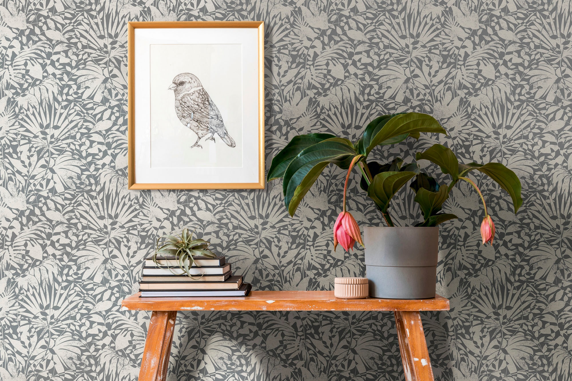 A.S. Création Vliestapete »THE BOS Floral Blätter« abstrakt | glänzend | organisch strukturiert Florale Tapete Tapete Floral Tapeten Wohnzimmer Schlafzimmer Küche