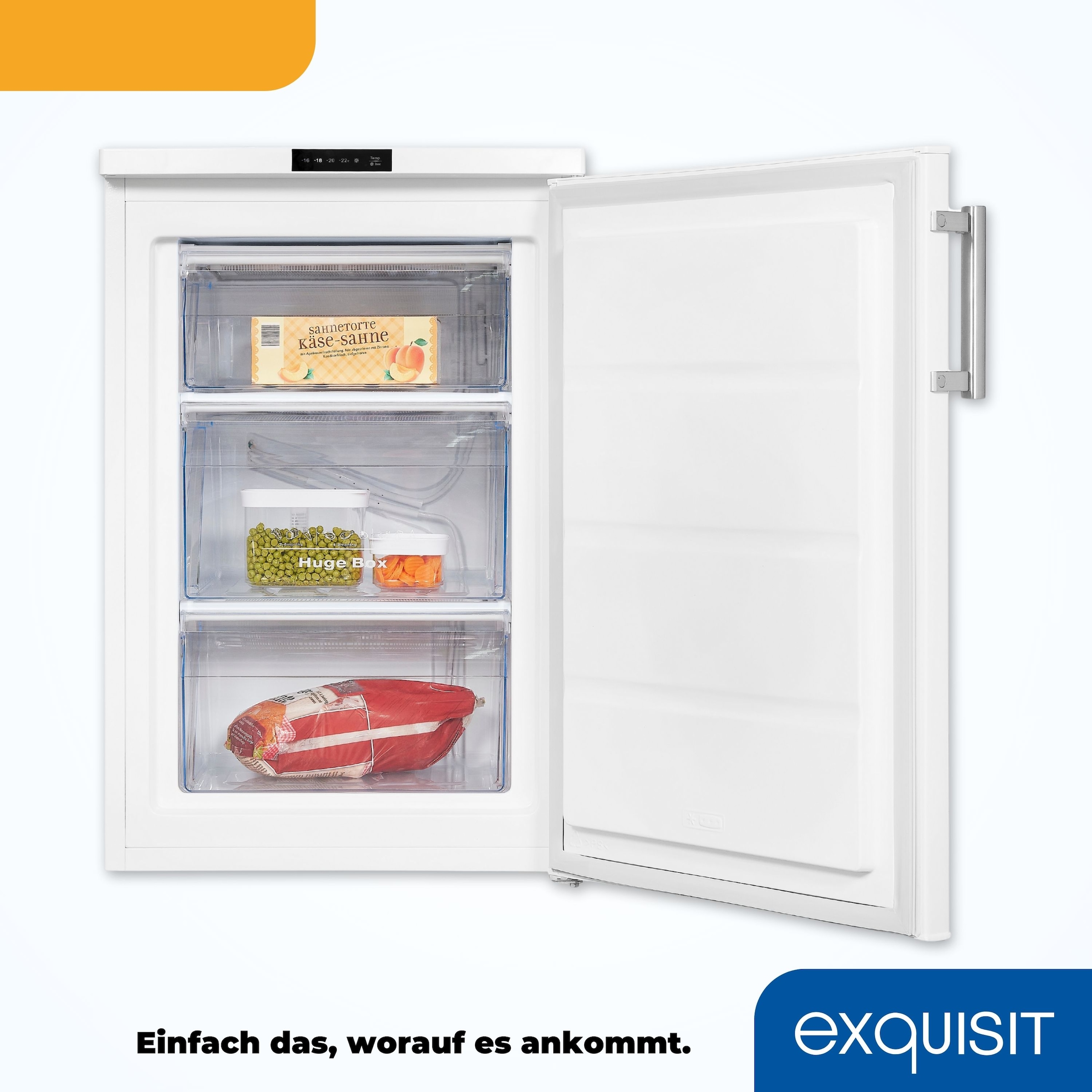 exquisit Gefrierschrank »GS81-HE-010D weiss«, 85,0 cm hoch, 56,0 cm breit, Tiefkühlschrank klein 85 L Volumen, Leiser Betrieb, Schnellgefrieren