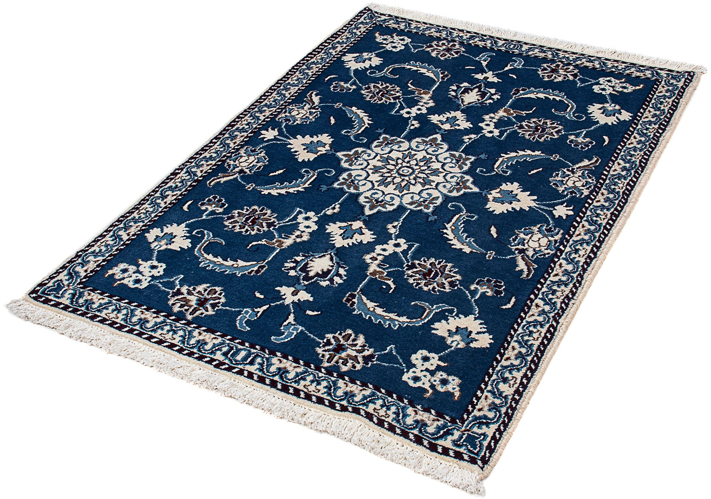 morgenland Orientteppich "Perser - Nain - 135 x 90 cm - dunkelblau", rechteckig, 10 mm Höhe, Wohnzimmer, Handgeknüpft, E