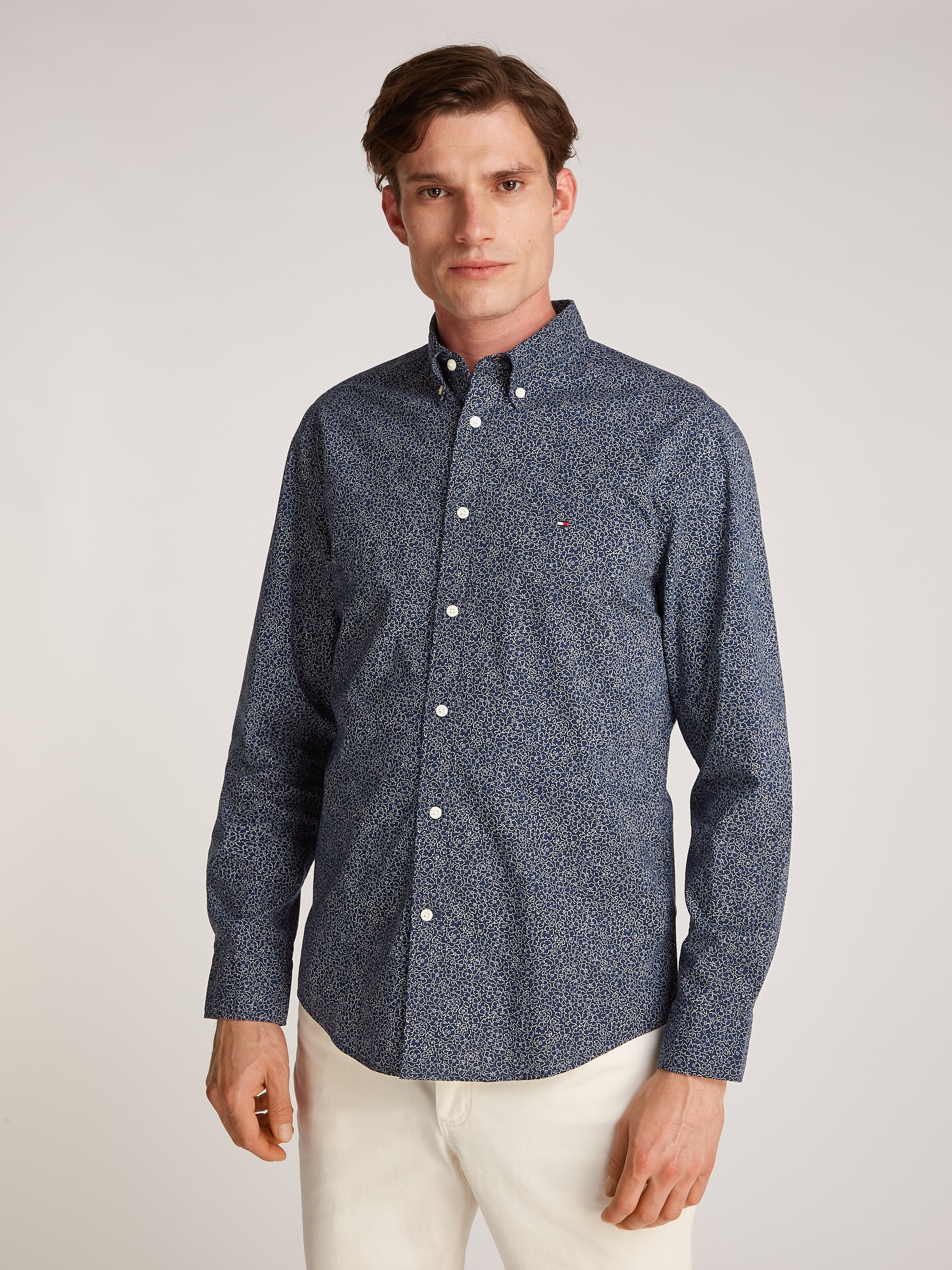 Langarmhemd »FLEX POPLIN LINR FLORAL RF SHIRT«, mit floralem Miniprint